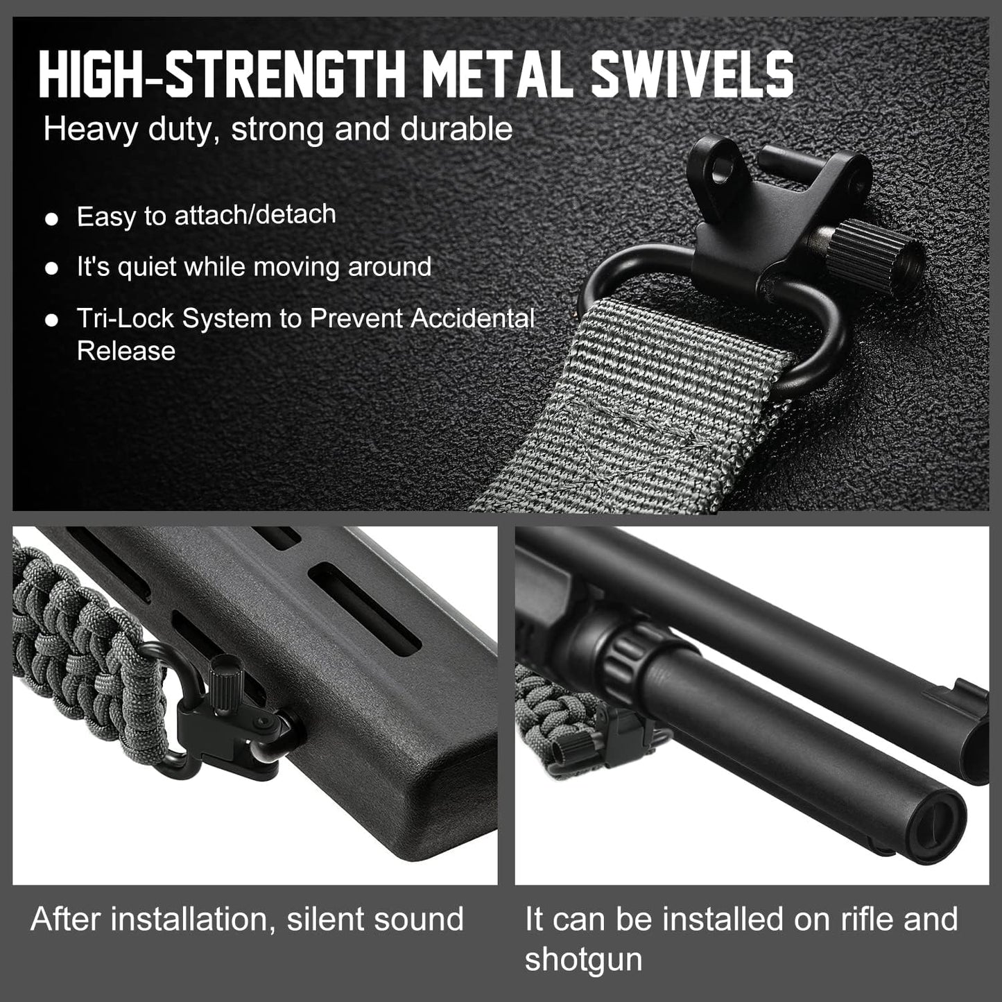 VVAAGG Two-Point Sling with Swivel, Non-Slip Paracord Sling with Adjustable Length Strap