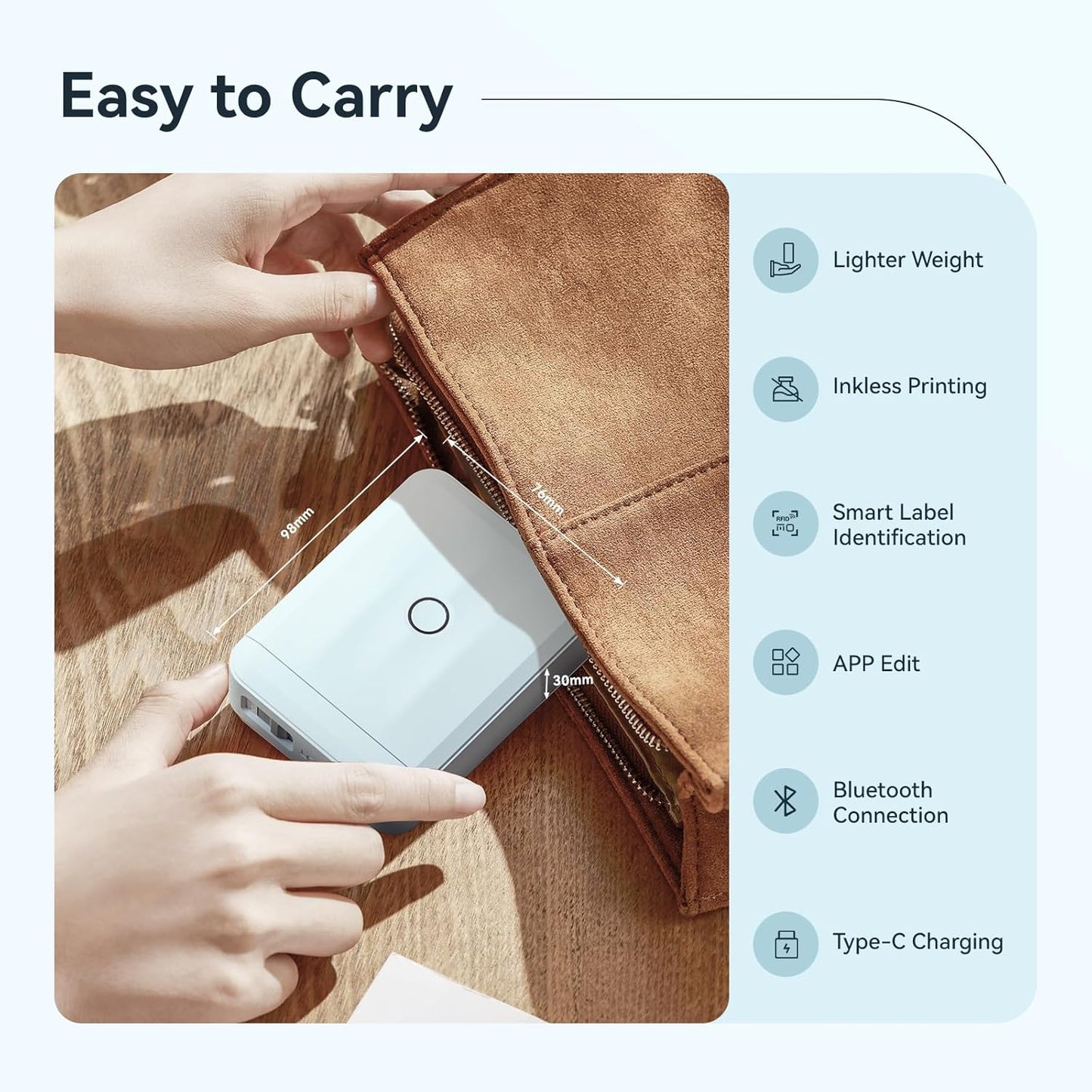 NIIMBOT D110 Mini Label Maker Machine with Tape(Pre-Cut Size 12x40mm), Portable Bluetooth Sticker Printer, Inkless Automatic Feeding One-Touch Custom Printing, Compatible with Phone Only