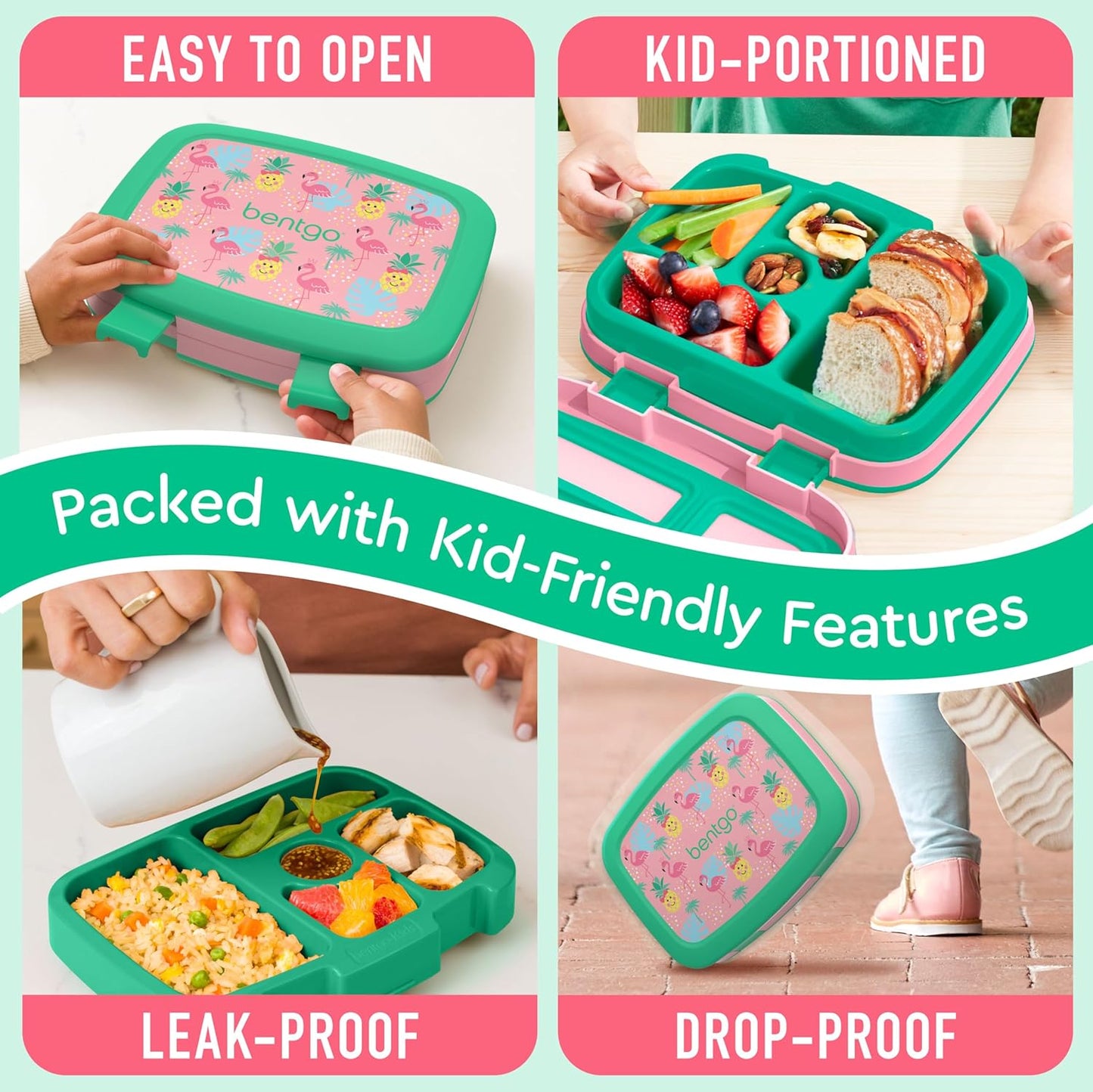 Bentgo Kids Prints Leak-Proof, 5-Compartment Bento-Style Kids Lunch Box - Ideal Portion Sizes for Ages 3 to 7 - BPA-Free, Dishwasher Safe, Food-Safe Materials - 2021 Collection (Llamas)