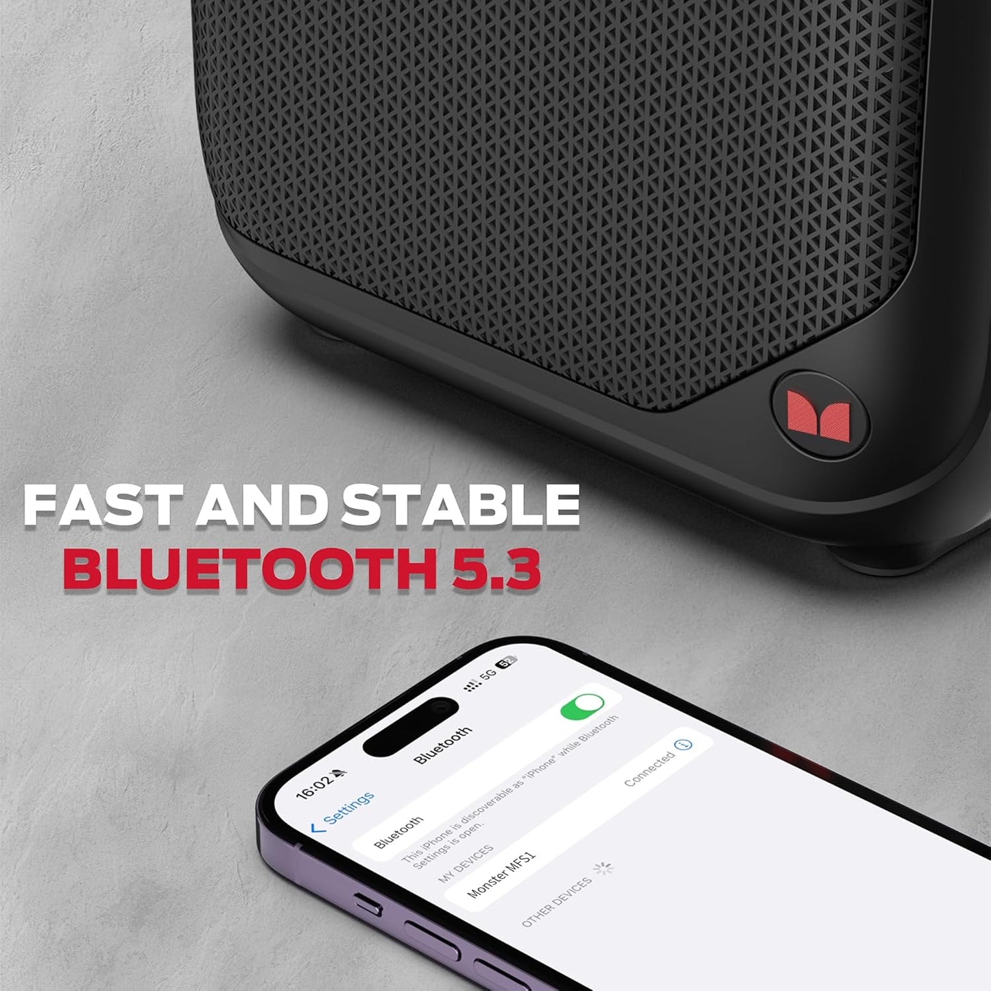 Monster MFS 1 Portable Bluetooth Speaker, 40W Bluetooth Speaker Wireless, Outdoor Speakers with Handle, 12H Playtime, Supports TF Card, AUX, USB for Outdoor Indoor