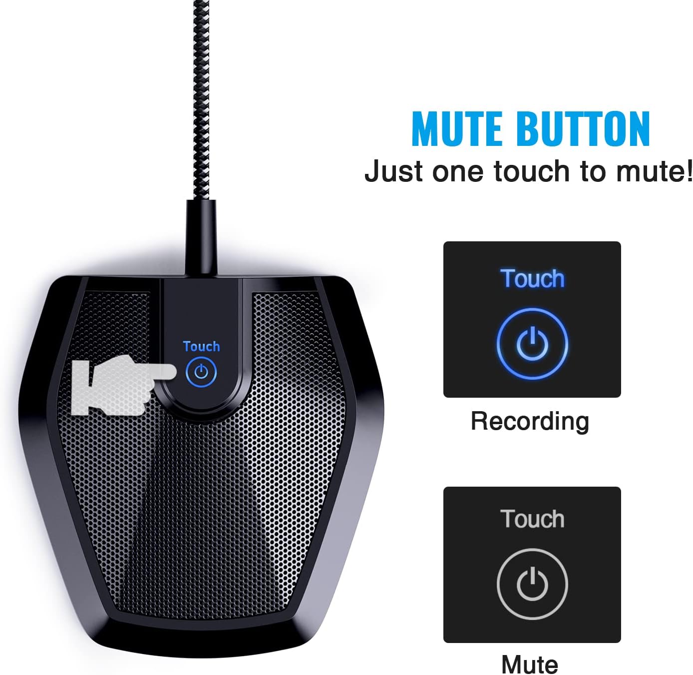 TONOR Conference USB Microphone, Omnidirectional Boundary Condenser PC Mic for Video Conference, Recording, Skype, Online Class, Court Reporter, Plug & Play Compatible with Mac OS Windows PC Computer