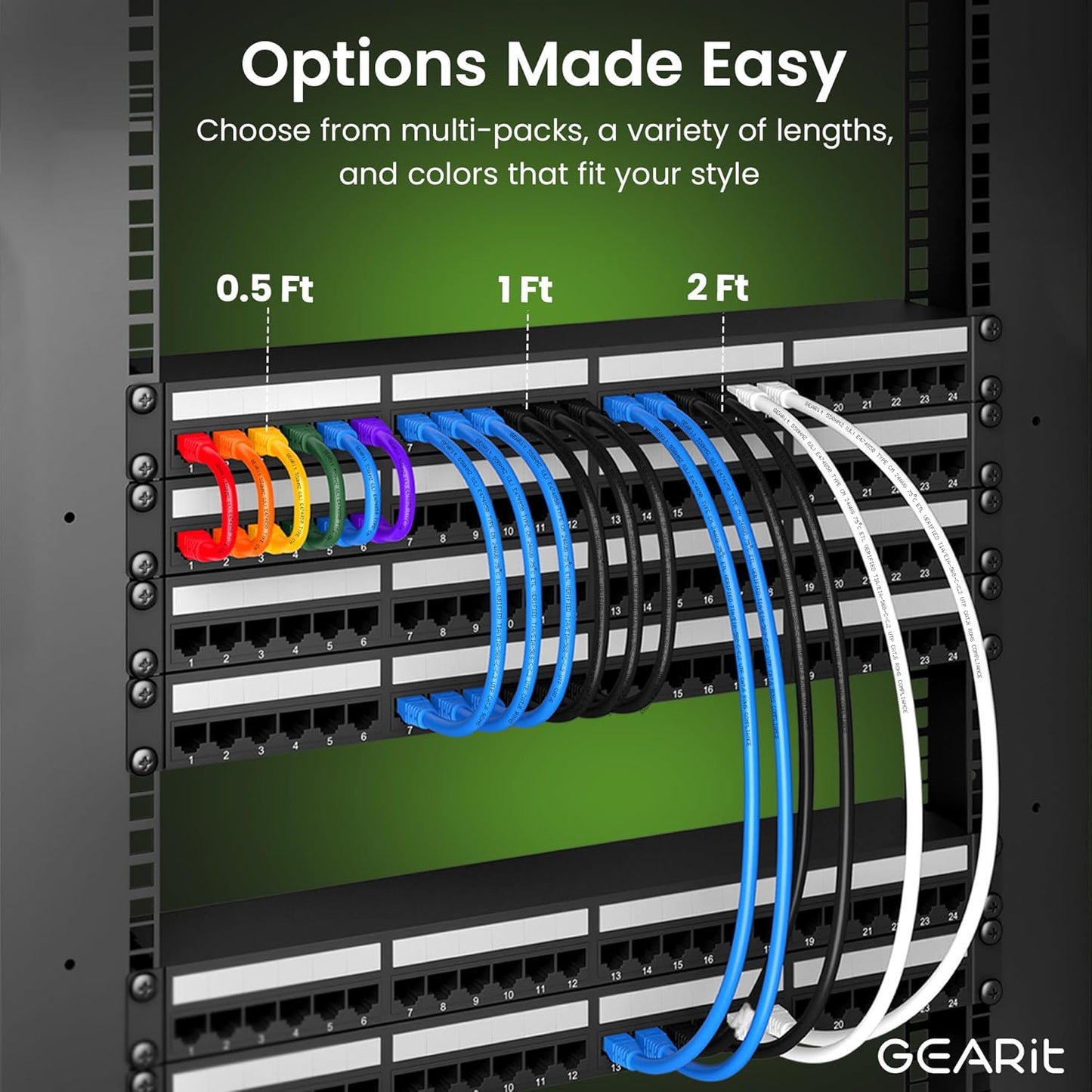 GearIT Cat6 Ethernet Cable 100-Pack – 3ft Snagless RJ45 LAN Patch Cords, Gigabit & 10G Network Cables for Switches, Routers & POE Racks (Blue)