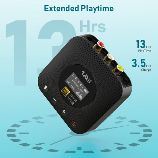 1Mii B06HD+ Bluetooth Receiver, HiFi Bluetooth 5.1 Audio Adapter w/Audiophile DAC, LDAC, aptX HD & Low Latency, Volume Control & OLED Display for Home Stereo AV Receiver - PuriLite
