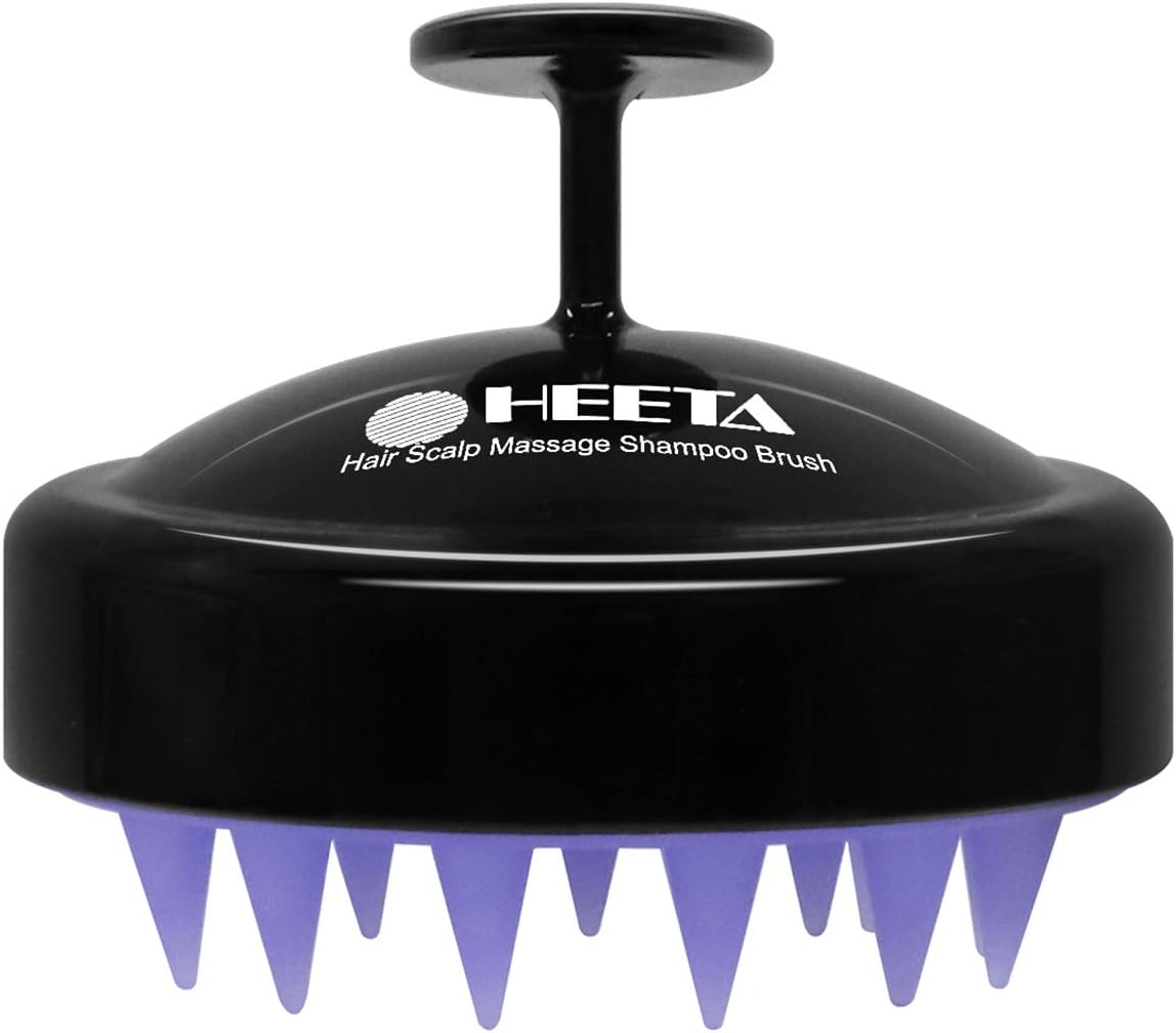 HEETA Hair Scalp Massager, Scalp Scrubber with Soft Silicone Bristles for Hair Growth & Dandruff Removal, Hair Shampoo Brush for Scalp Exfoliator, Black