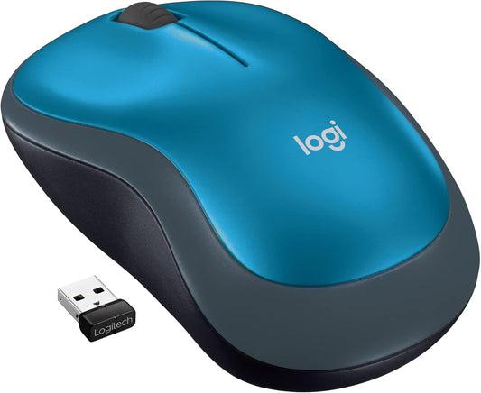 Logitech M185 Wireless Mouse, 2.4GHz with USB Mini Receiver, 12-Month Battery Life, 1000 DPI Optical Tracking, Ambidextrous, Compatible with PC, Mac, Laptop - Blue