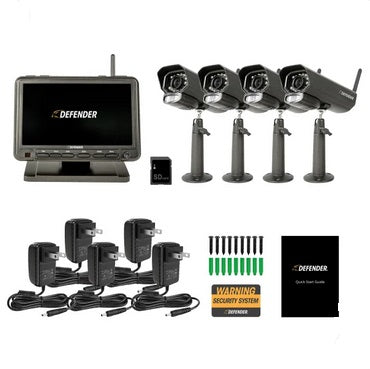 Defender PhoenixM2 Non Wi-Fi Plug-In Power Security System with 4 Cameras and a 7 in. LCD Monitor