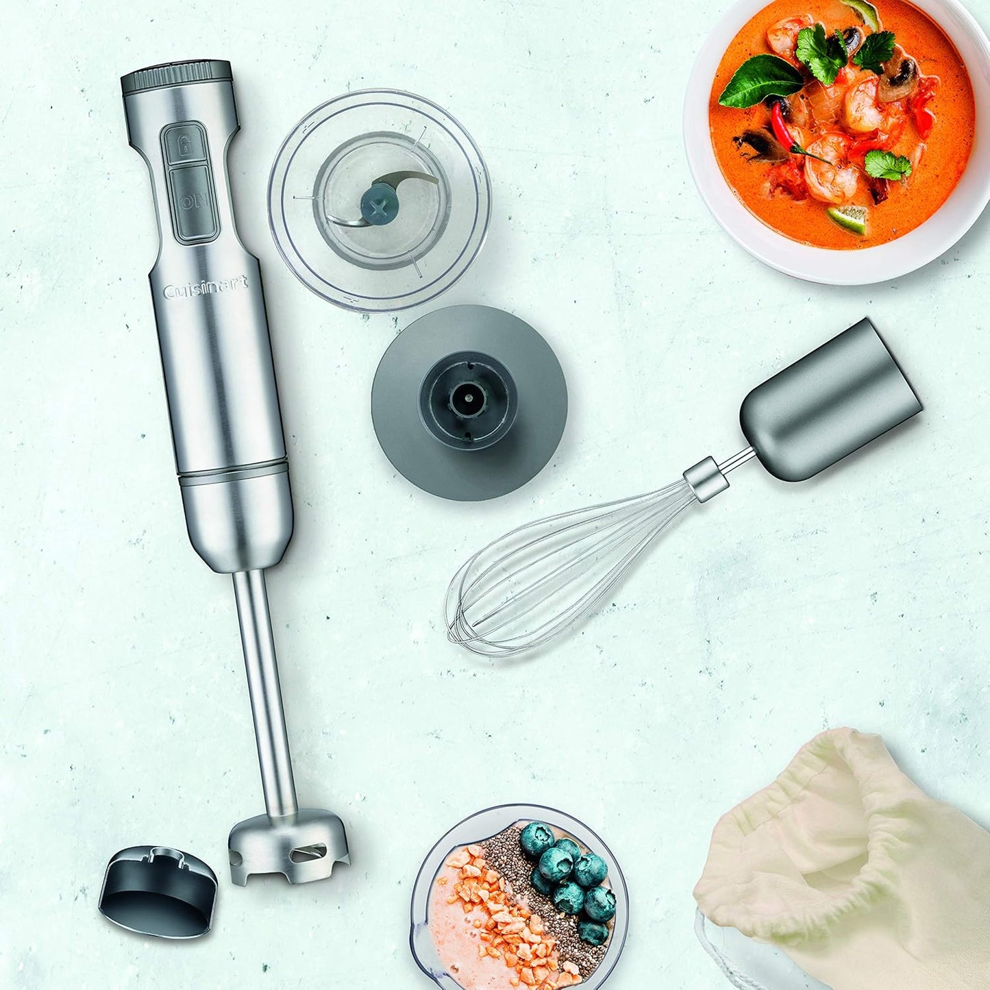 Cuisinart Smart Stick Hand Blender, Variable Speed, includes Chopper, Measuring Beaker and Whisk, 300W (CSB-87C)