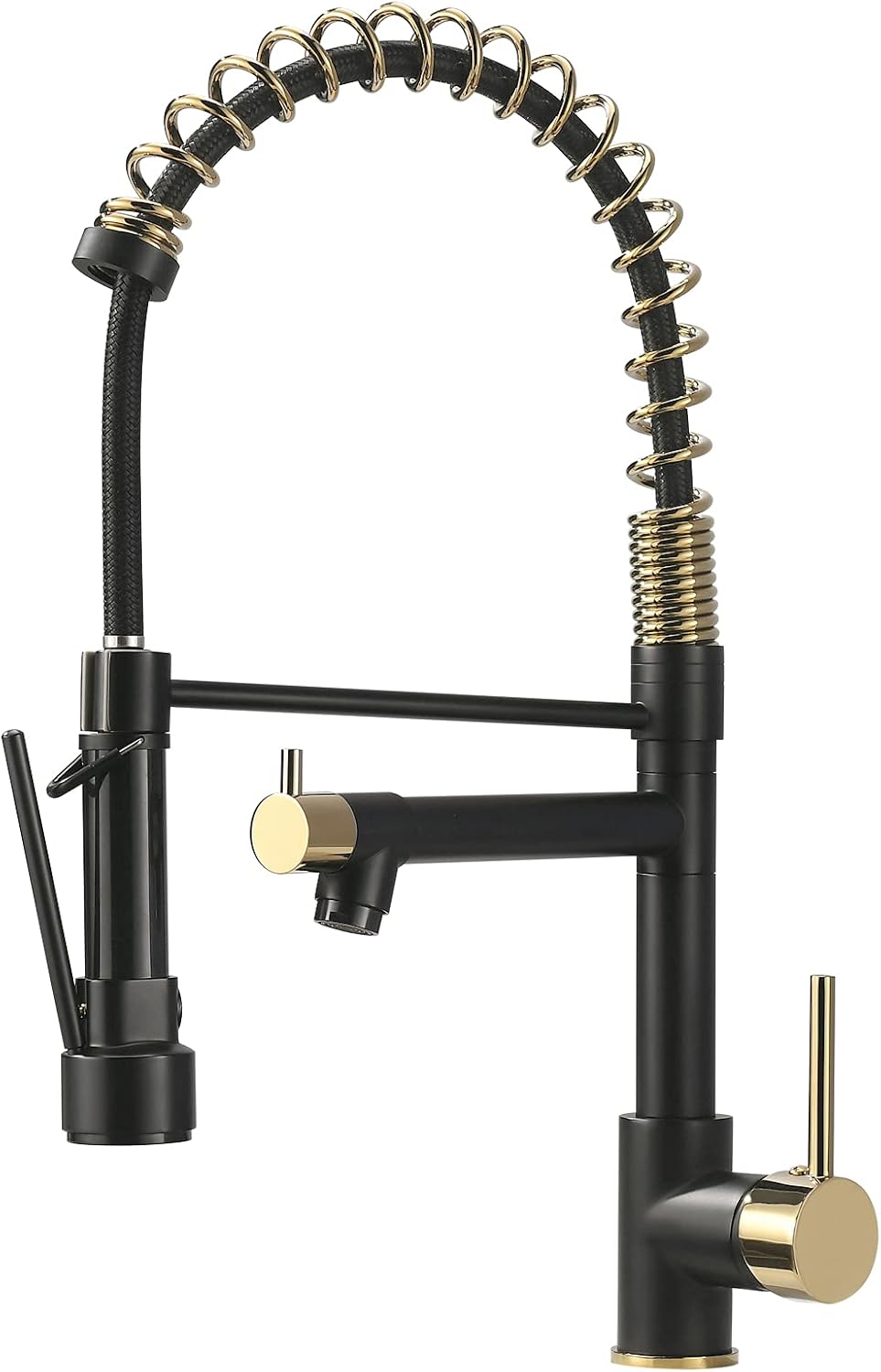 AIMADI Kitchen Faucet, Black Kitchen Faucet with Sprayer, Commercial Style Matte Black Kitchen Faucet Gold Single Hole Kitchen Sink Faucet