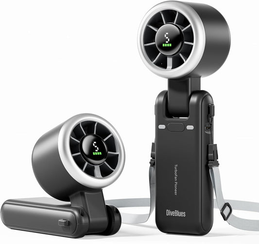 Portable Handheld Turbo Fan, 5 Gear Wind, Battery Operated, Up to 12 Working Hours, 3 IN 1 Hand Fan with Air Turbo Tech Cooling Fan for Outdoor Activities, Travel, Working