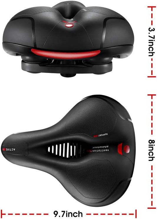 Comfortable Bike Seat for Men Women with Dual Shock Absorbing Ball Waterproof Wide Bicycle Saddle Fit for Most Standard Post