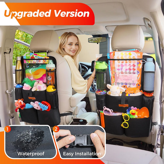 SURDOCA Backseat Car Organizer,4th Gen Back Seat Protector with 11 Inch Tablet Holder, 8 Pockets,Car Storage Accessories Back Seat Organizer for Kids