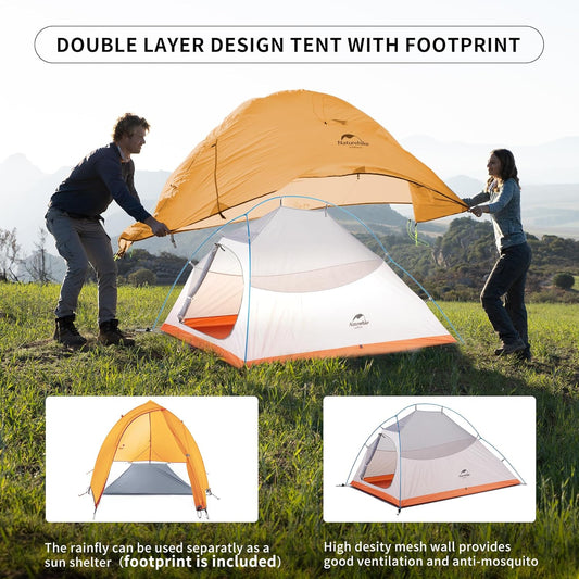 Naturehike Upgraded Cloud Up 2 Person Tent Backpacking Tent Camping Tents for 3 Season Lightweight Tents for Camping & Hiking - PuriLite