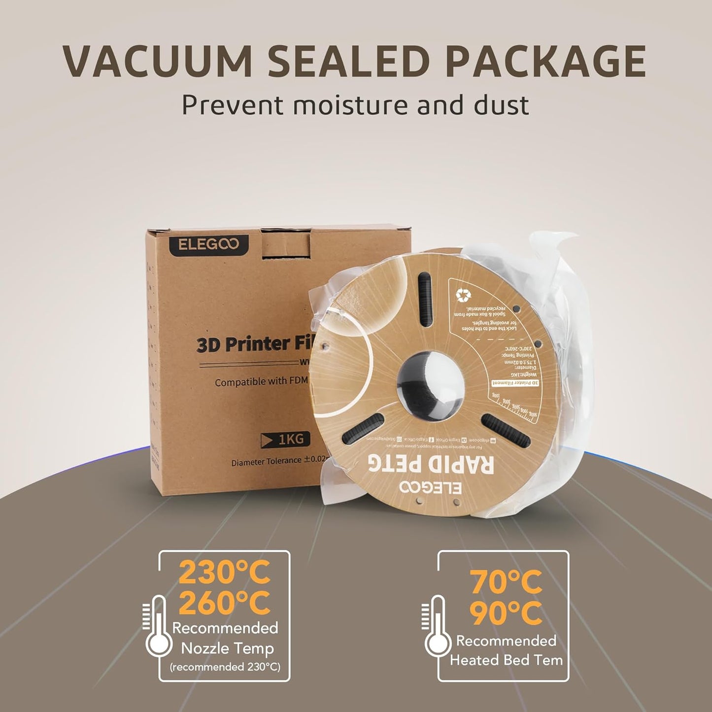 ELEGOO Rapid PETG Filament 1.75mm Orange 1KG, 3D Printer Filament for 30-600 mm/s High Speed Printing, Dimensional Accuracy +/- 0.02 mm Fit Most FDM Printer 1kg Cardboard Spool(2.2lbs)