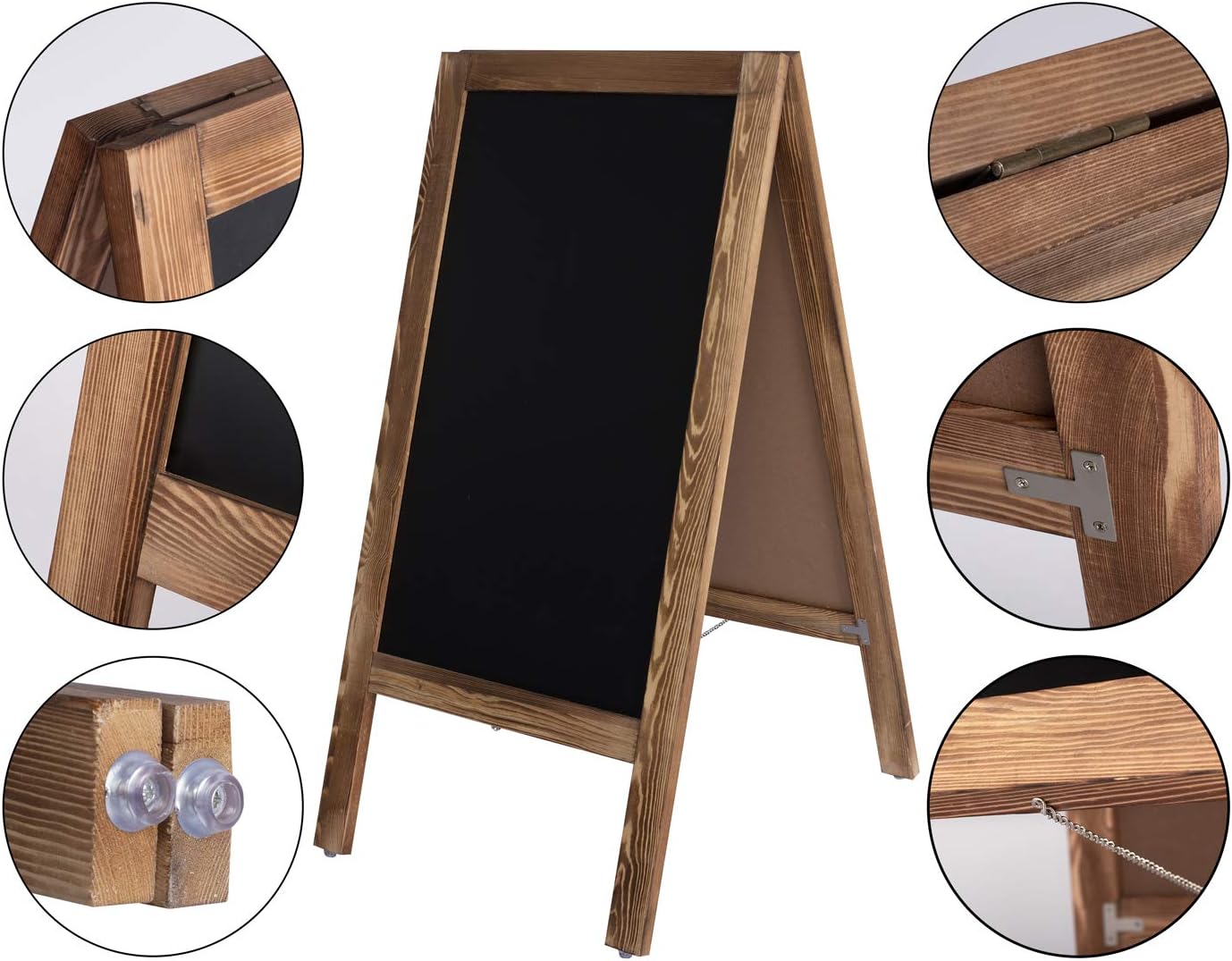 Board2by Heavy Duty Magnetic A-Frame Chalkboard Sign 40" X 20", Large Standing Sandwich Board Chalk Board Sign, Outdoor Chalkboard Easel for Restaurant or Wedding with 4 Pens & Magnets, Rustic Brown