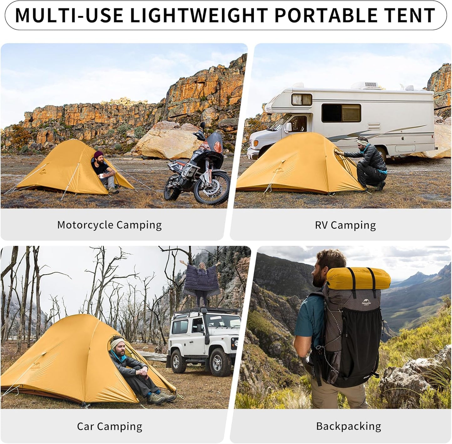 Naturehike Upgraded Cloud Up 2 Person Tent Backpacking Tent Camping Tents for 3 Season Lightweight Tents for Camping & Hiking