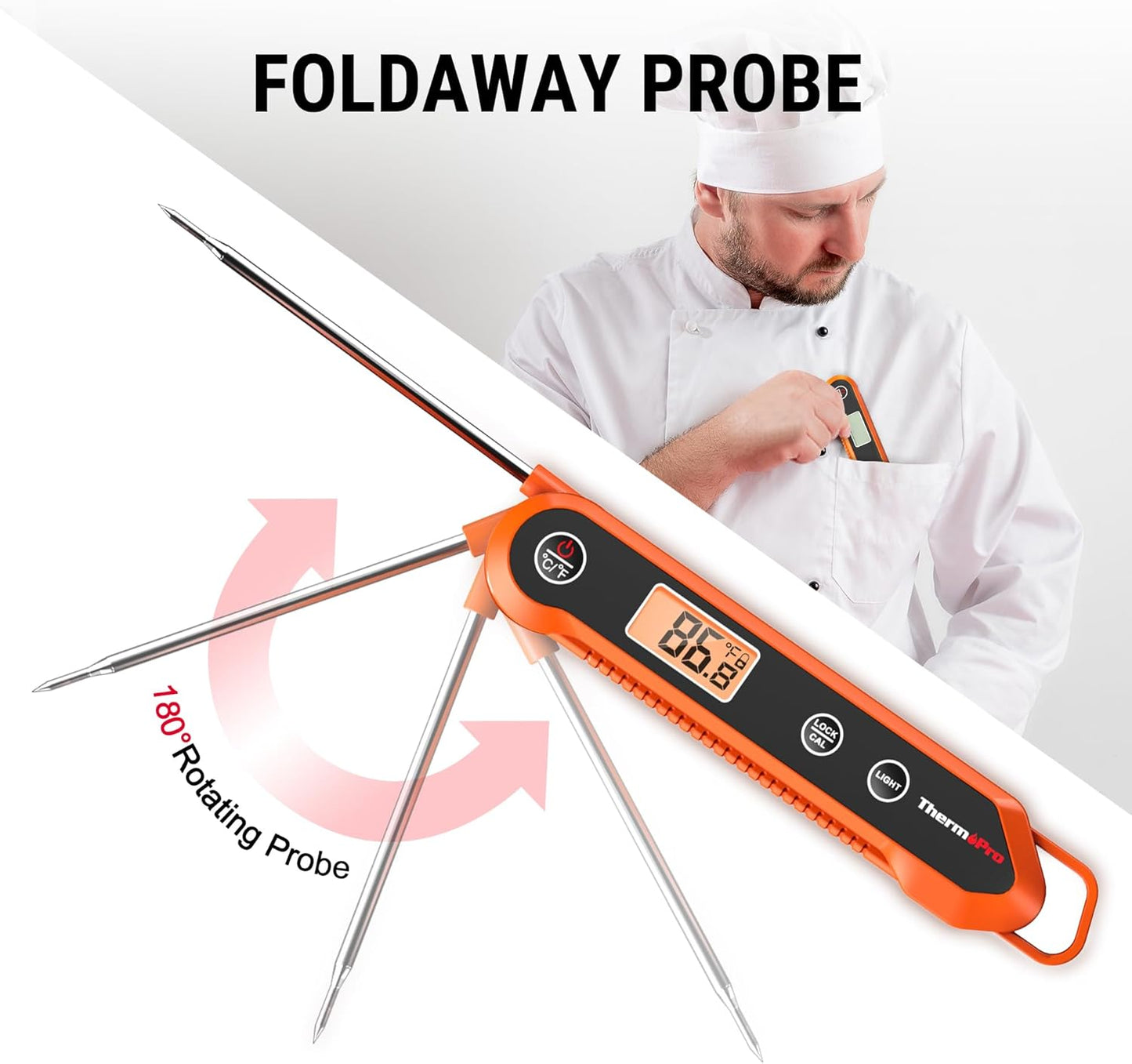 ThermoPro Waterproof Digital Instant Read Meat Thermometer Kitchen Cooking Food Thermometer with Backlight Steak Oil Fry Candy Thermometer