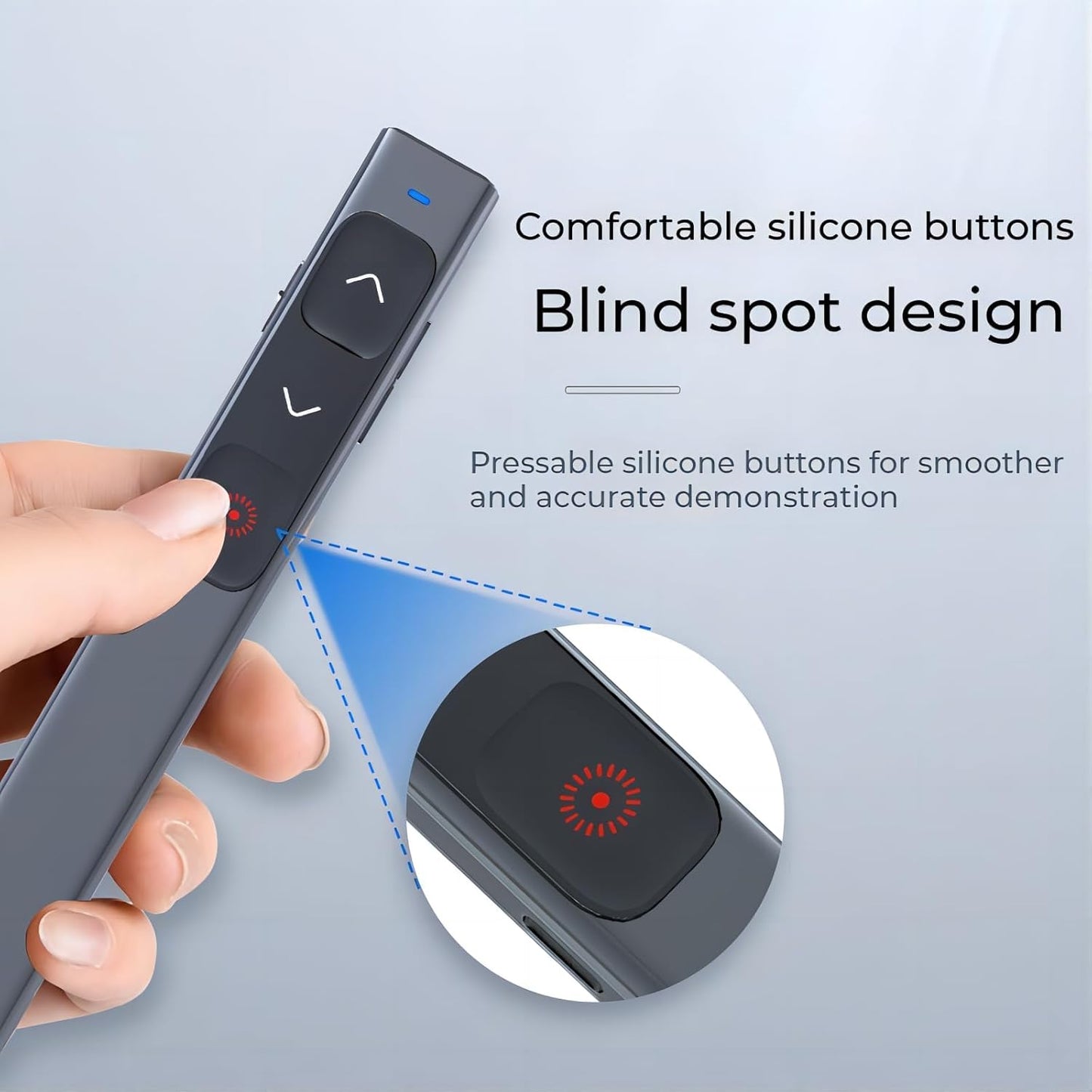 M Monoie Wireless Presenter, Hyperlink Control Presentation Clicker RF 2.4GHz USB Interface, Slide Clicker Presentation, Remote Pointer Slide Advancer (Gray/Green Light/USB Port)