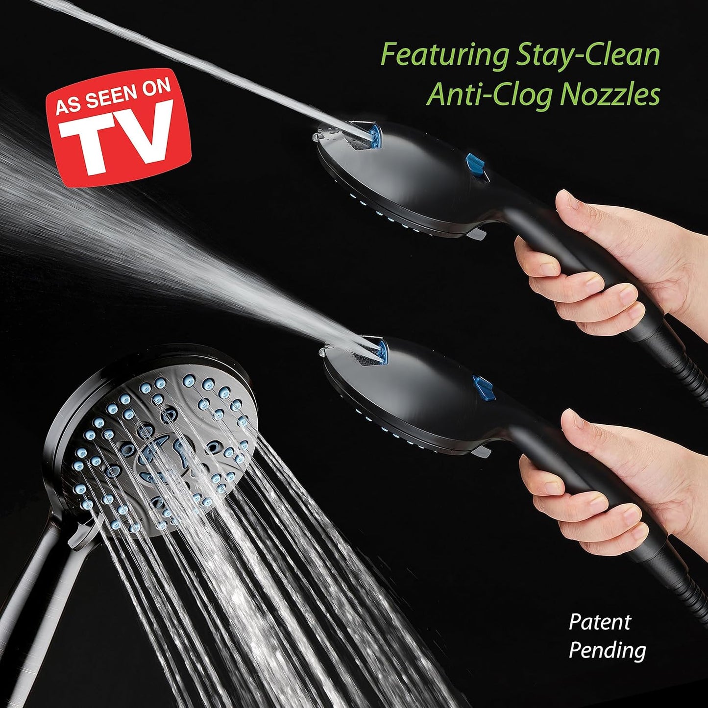 Purilite Select 8-Setting Handheld Shower Head – High Pressure, Self-Cleaning, Total Shower Hygiene System