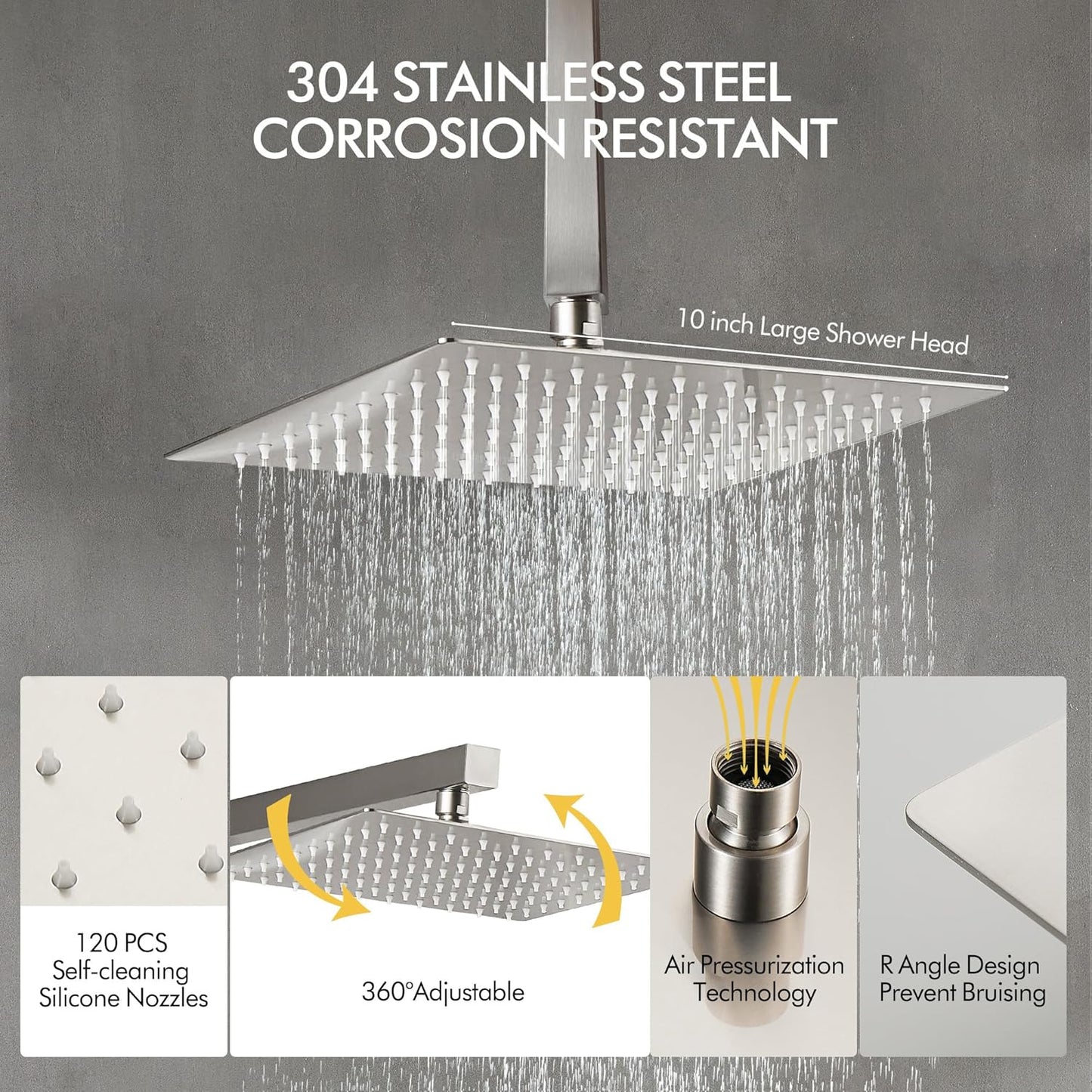 Fransiton Shower System Rain Shower System Set Ceiling Mounted, Rainfall Shower Head with Handheld, Bathroom Shower Kit (Valve Included) (8" - Wall Mount, Matte Black)