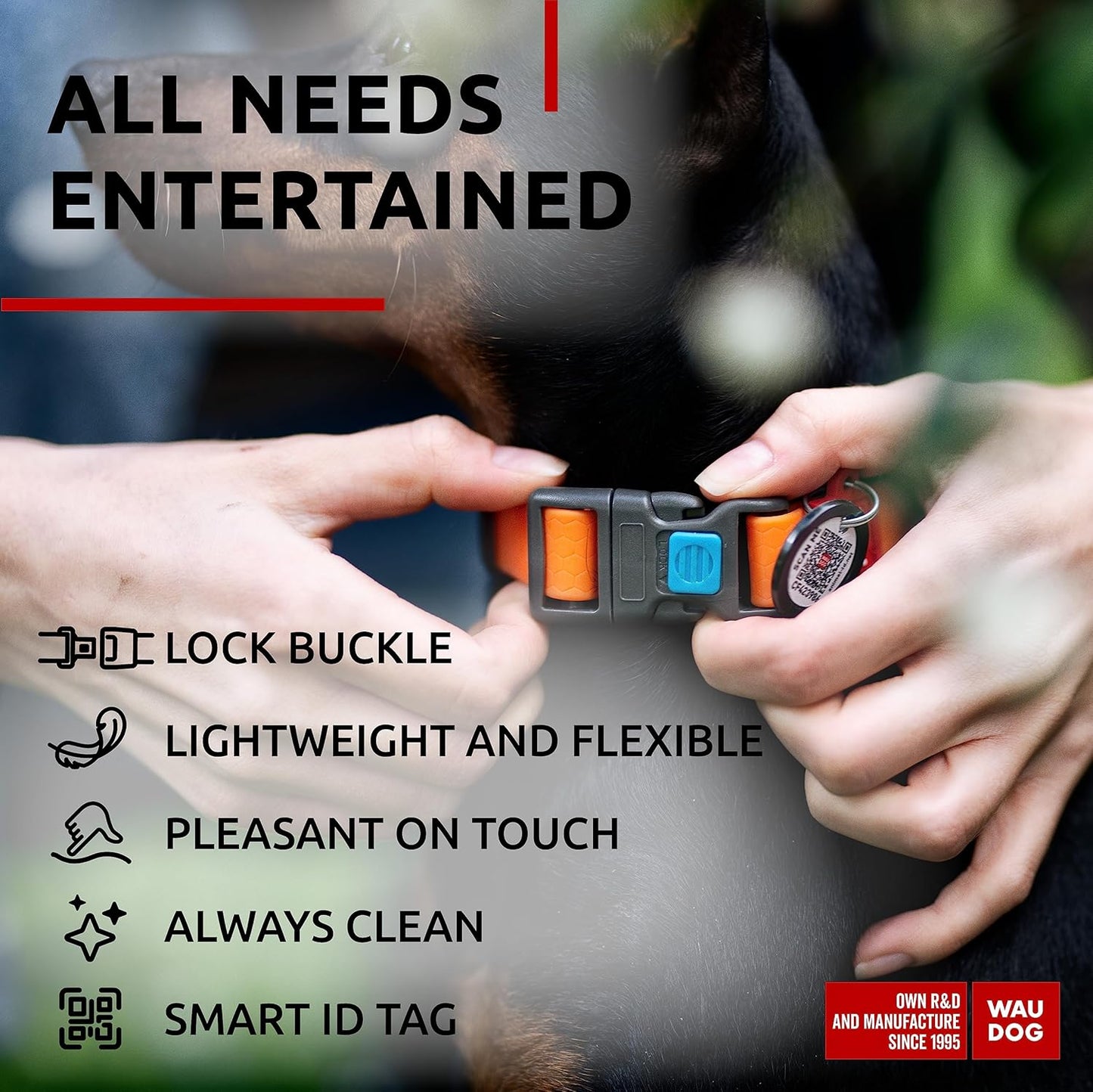 Waterproof Dog Collar - Adjustable Glow Dog Collar for Large Dogs, Small and Medium Dogs - Heavy Duty Dog Collars with Durable Metal Clasp and QR Dog Tag - Glow in The Dark Dog Collars