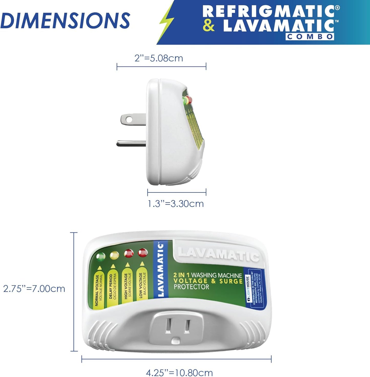 Refrigmatic Two Electronic Voltage & Surge Protector Combo - Protect Refrigerator & Washing Machine Against High & Low Voltage, Brownouts & Spikes