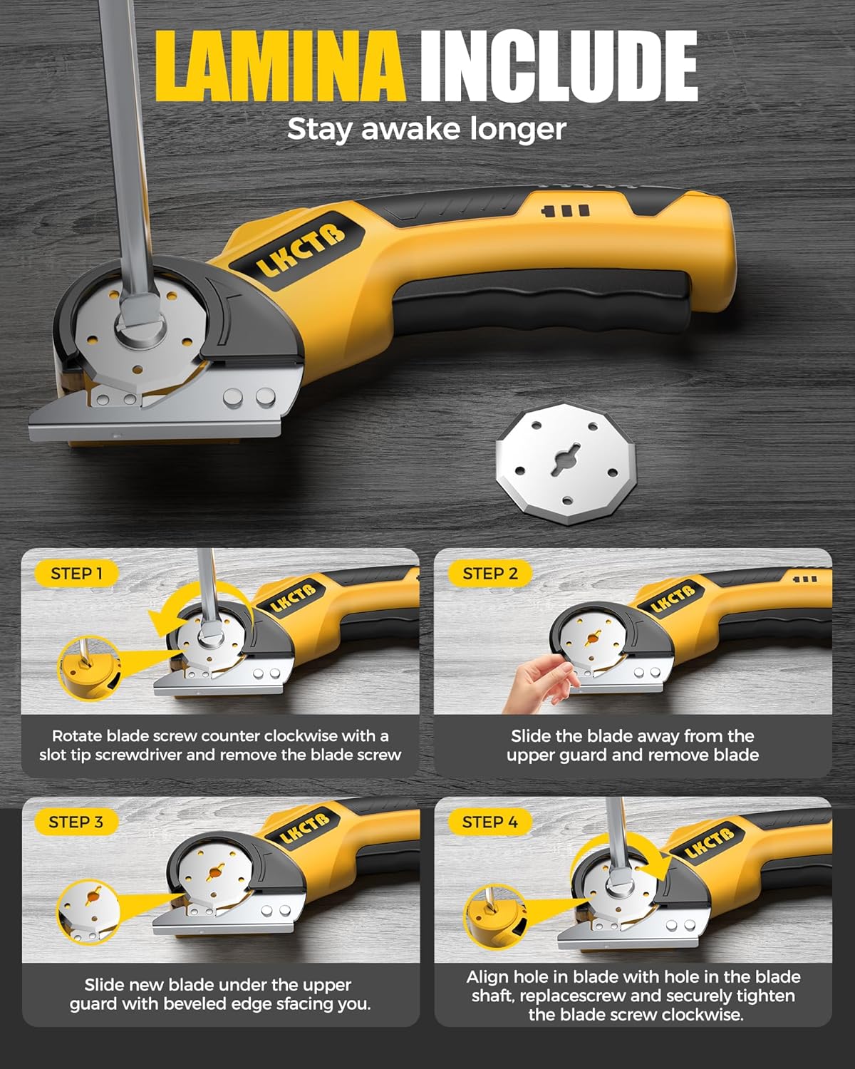 Electric Scissors with LED Light – Brushless Motor Cardboard Cutter, 2000mAh Rechargeable Battery, Tungsten Steel Blade for Cloth, Leather, Carpet & Cardboard