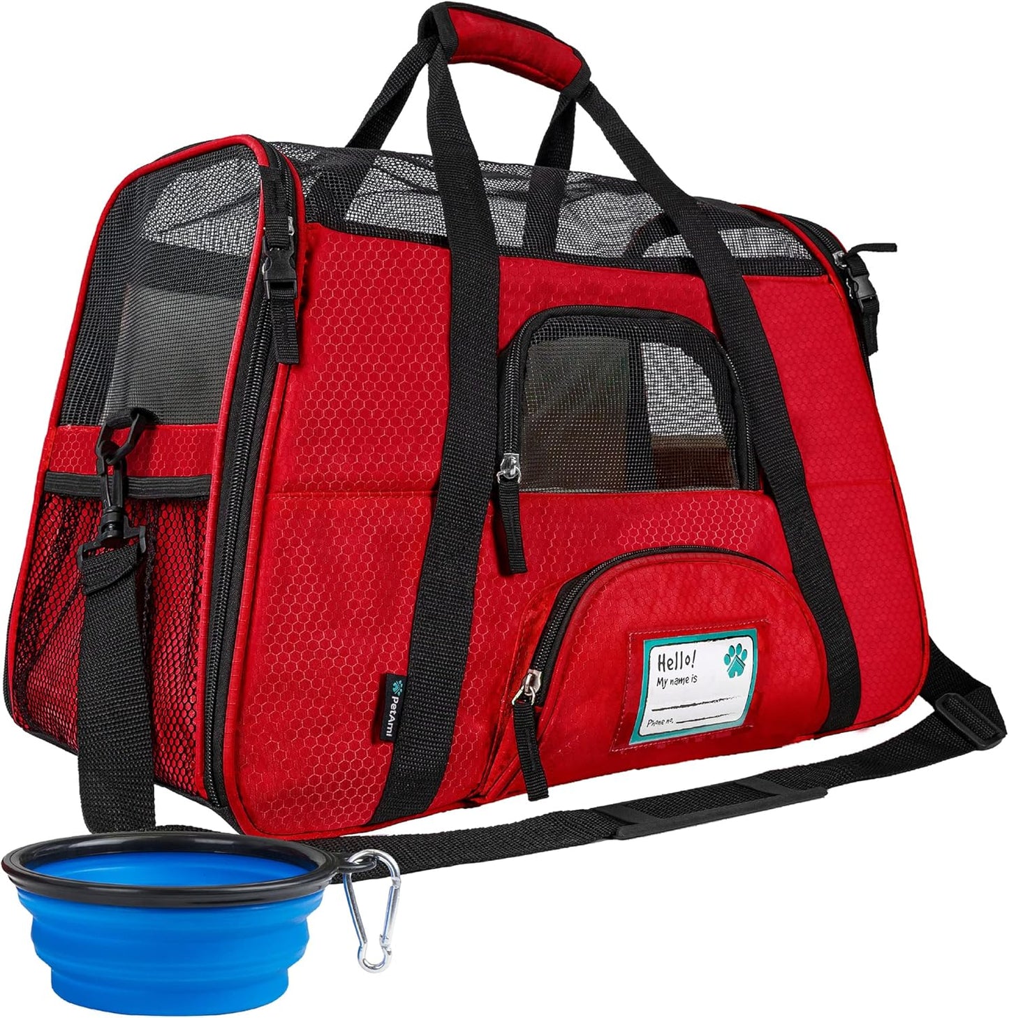 Premium Airline Approved Soft-Sided Pet Travel Carrier by PetAmi | Ventilated, Comfortable Design with Safety Features | Perfect For Plane or Car | Ideal for Small to Medium Sized Cats, Dogs, and Pets