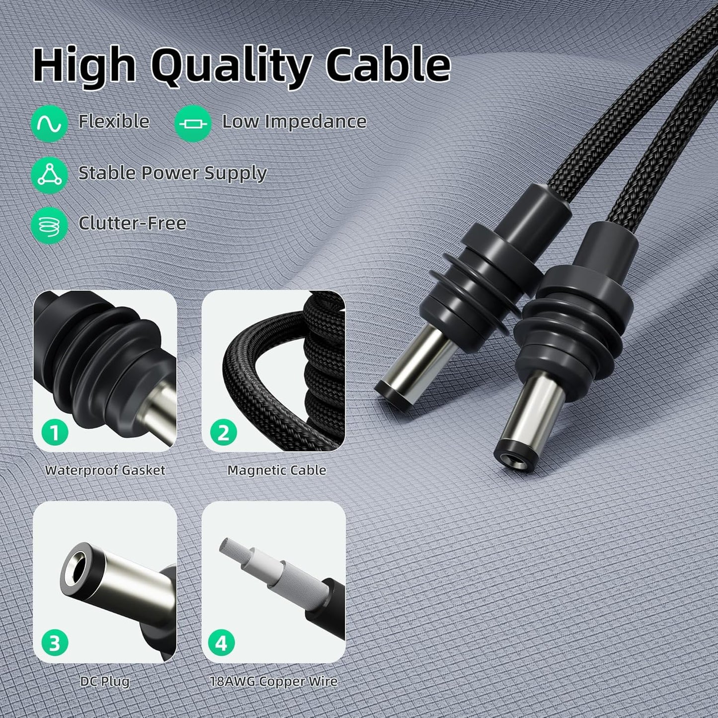 Starlink Mini DC Power Cable 16.4ft, Extension Replacement DC Power Cord Cable for Starlink Mini Power Supply Male to Male Waterproof