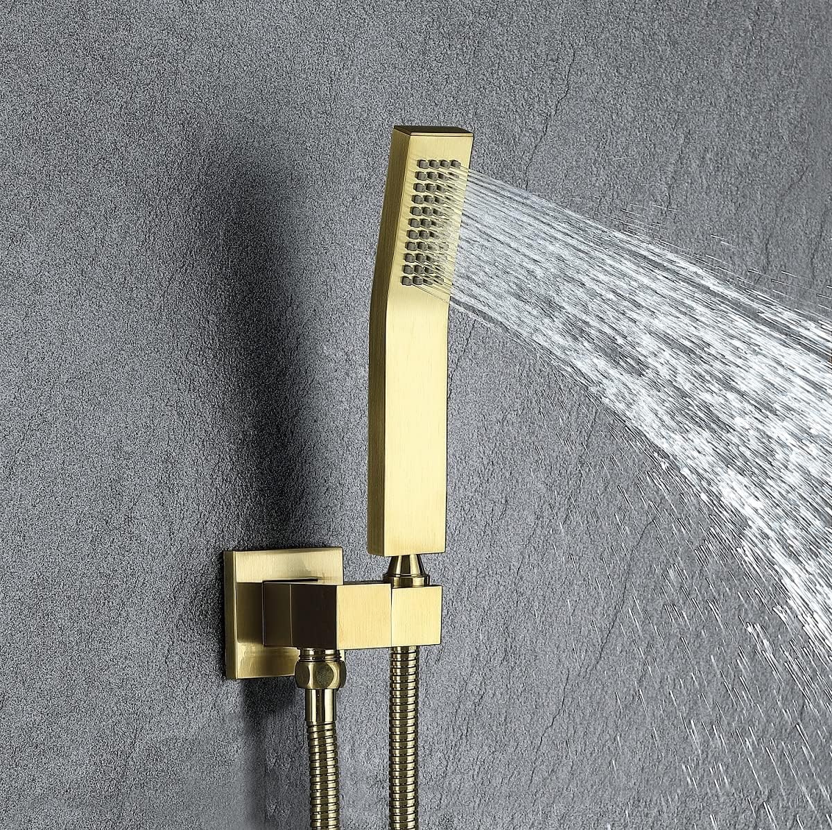 Bathtub Shower System Matte Black Tub Shower Faucet Complete Set with 10 Inch Rain Head with Handheld and Waterfall Shower Faucet Combo