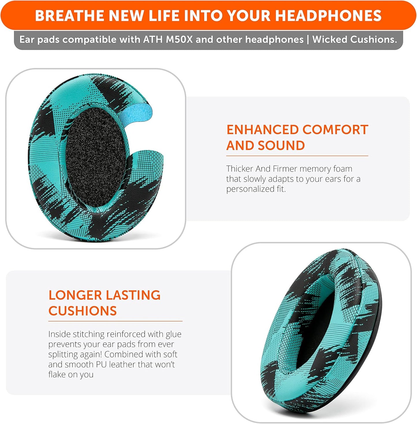 WC PadZ - The Ultimate Upgraded Earpads by Wicked Cushions - Compatible with Audio Technica, HyperX, SteelSeries Arctis & More - Extra Thick - Bigger Opening - Softer Memory Foam | (90s Black)