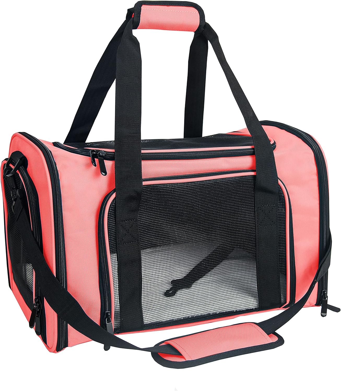 NextFri Soft Sided Carrier for Cats Dogs,TSA Airline Approved Collapsible Travel Pet Carrier (Magenta, Medium)
