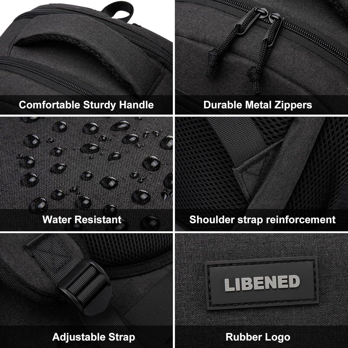 School backpack for Teen Boys, Backpack for Men,15.6 inch Laptop Backpack with USB Charging Port, Large Computer Bookbag with Compartments, Ergonomic Straps, Black