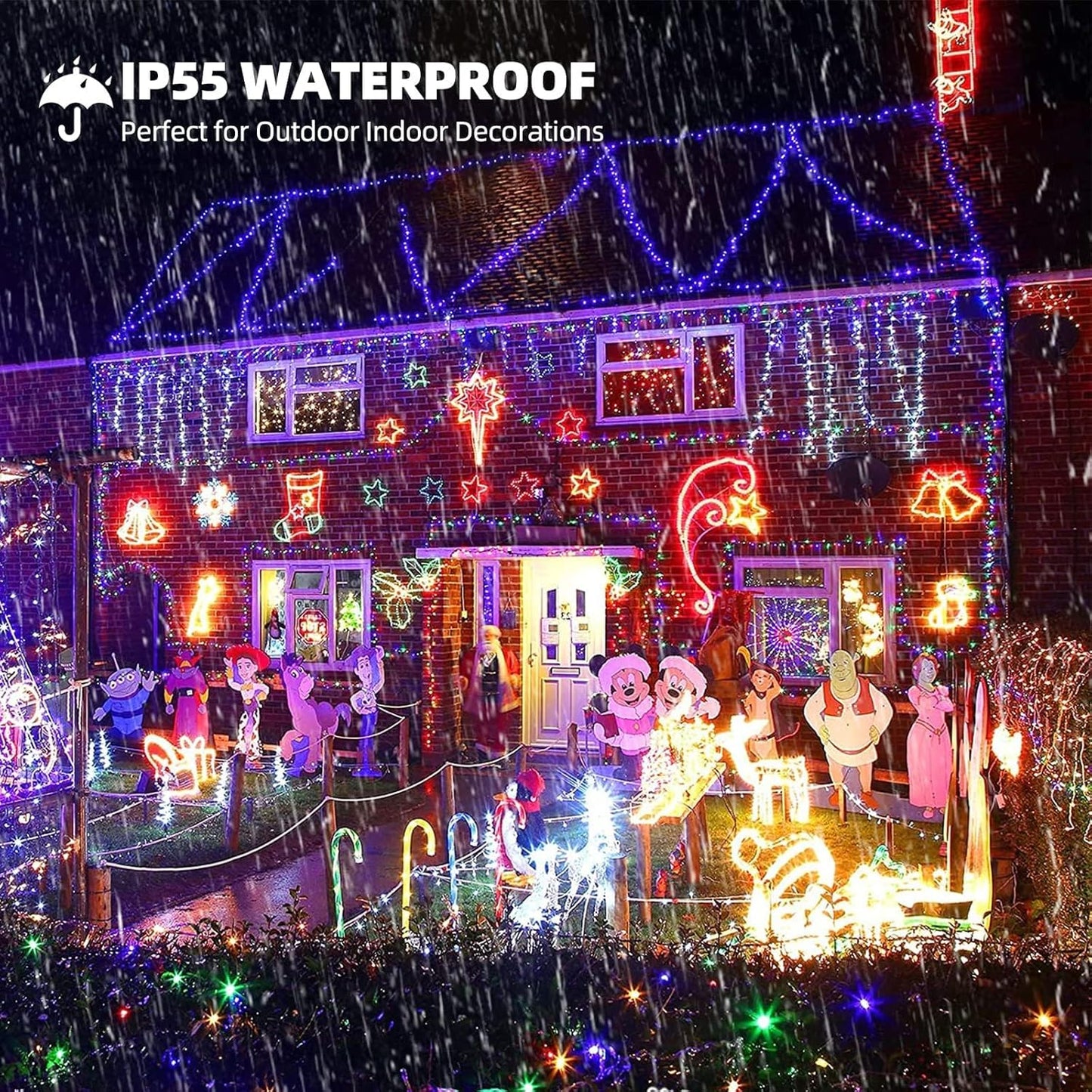 Tcamp 105FT 300 LED Purple Orange Halloween Decorations Lights Motion Activated Sync with 4 Scary Music, 6 Modes Halloween String Lights for Party Yard Outdoor Indoor Decor (3 Sets Connectable)