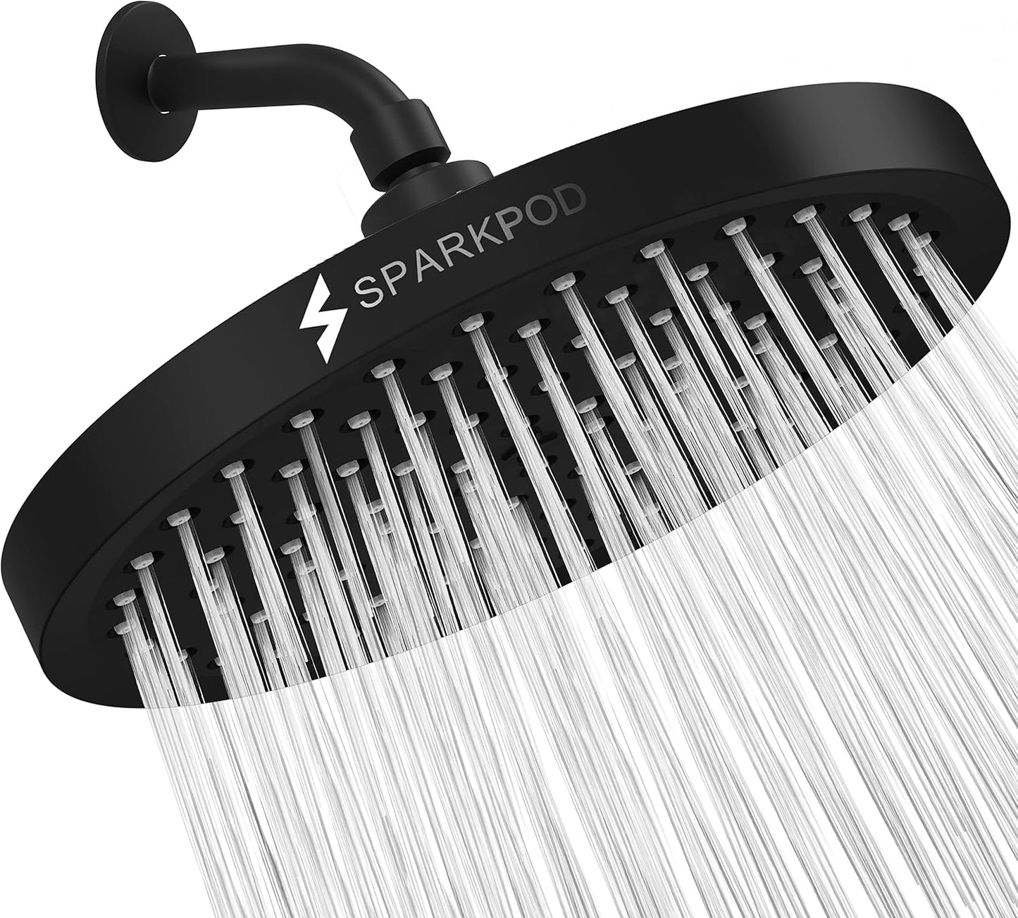SparkPod Shower Head - High Pressure Rain - Premium Quality Luxury Design - 1-Min Install - Easy Clean Adjustable Replacement for Your Bathroom Shower Heads (Luxury Polished Chrome, 6 Inch Round)