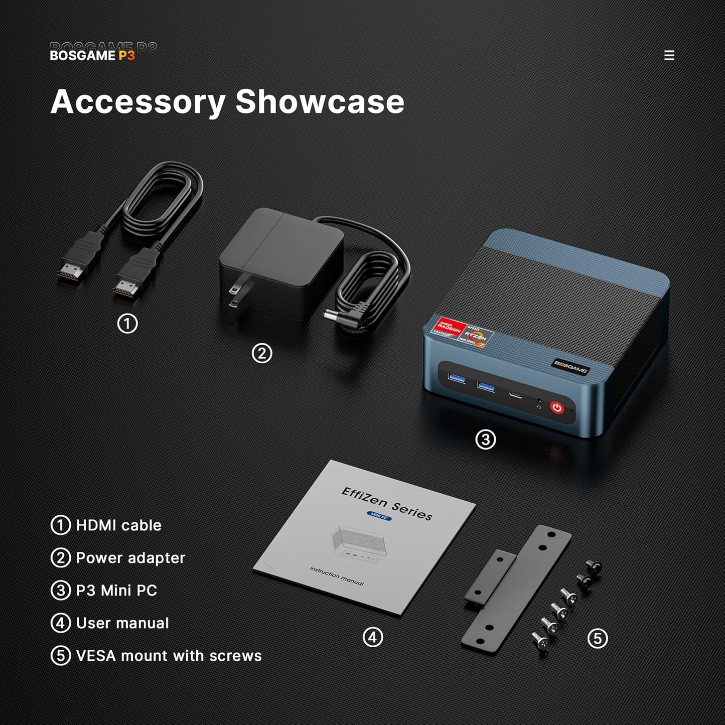 BOSGAME Mini PC P4, Desktop Computers Ryzen 7 5825U PC, Dual LAN Mini Gaming PC,16GB DDR4 RAM, 512GB NVMe SSD, 4K Triple Display, Wi-Fi 6E, Bluetooth 5.2