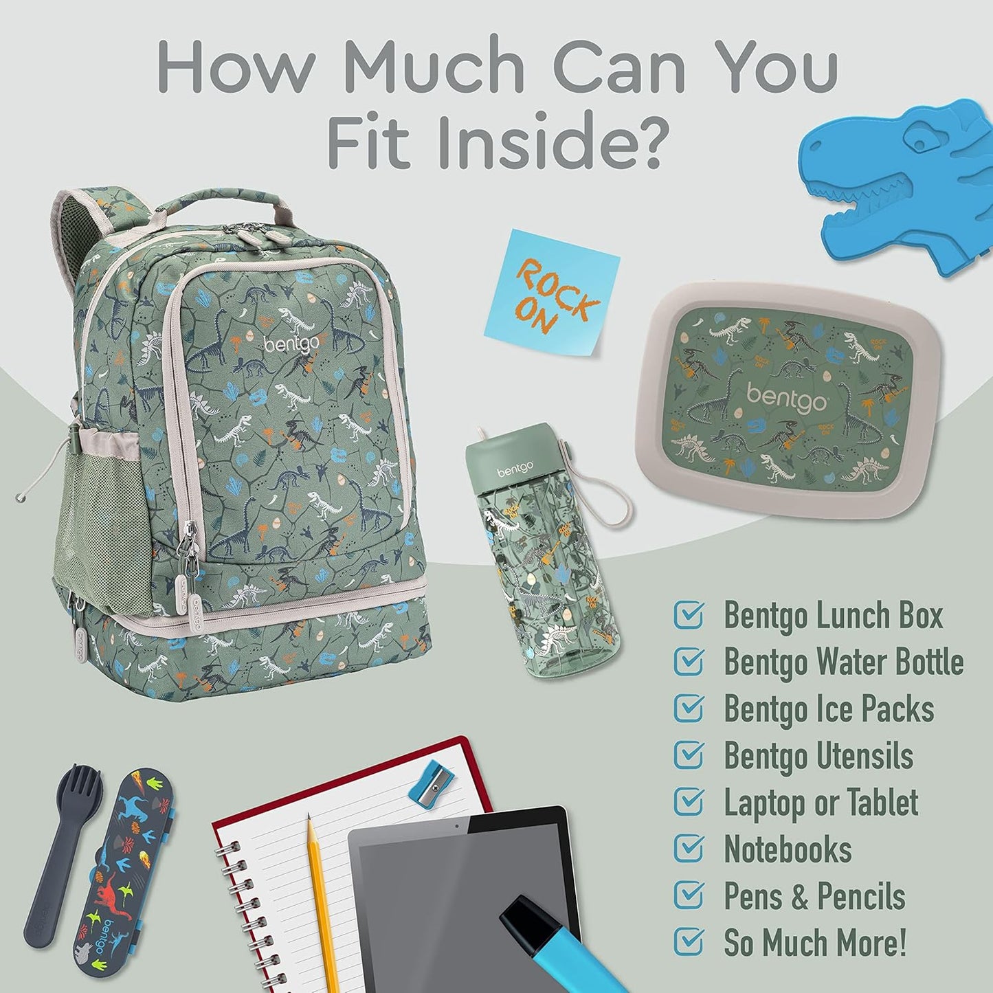 Bentgo Kids Prints 2-in-1 Backpack & Insulated Lunch Bag (Dinosaur)