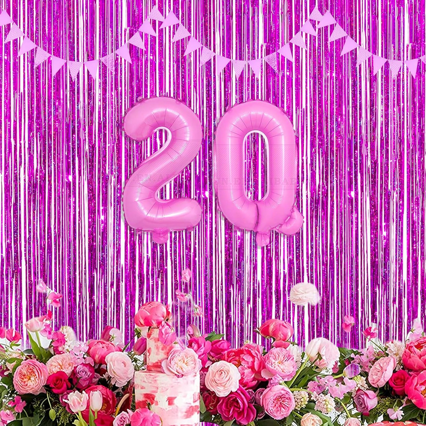 GREATRIL Iridescent Party Tinsel Fringe Backdrop Decorations - Holographic Foil Streamers Curtain for Mermaid/Under The Sea/Frozen/Ocean/Disco/Birthday Themed 3.2ft x 6.5ft - 2 PCS