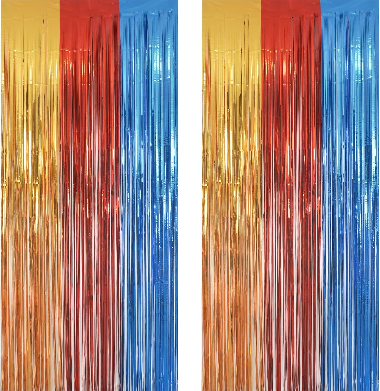 GREATRIL Iridescent Party Tinsel Fringe Backdrop Decorations - Holographic Foil Streamers Curtain for Mermaid/Under The Sea/Frozen/Ocean/Disco/Birthday Themed 3.2ft x 6.5ft - 2 PCS