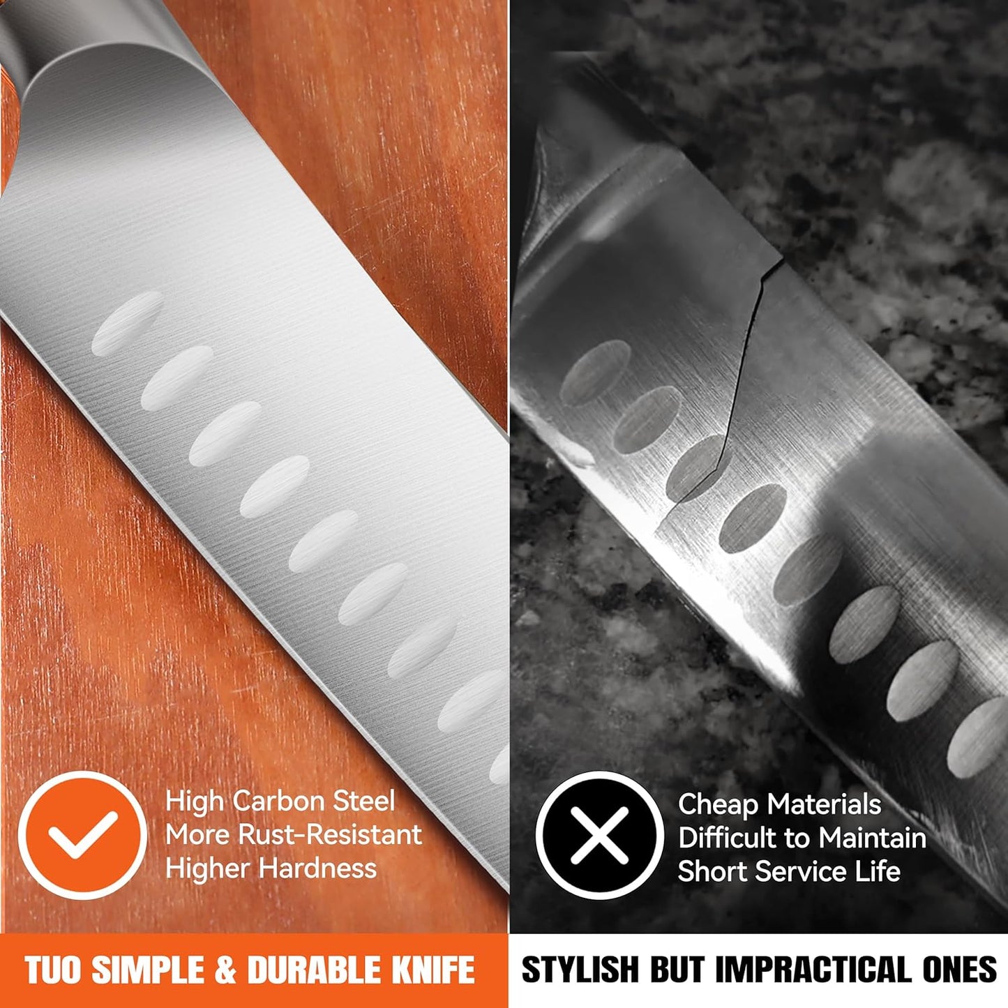 TUO Boning Knife - Razor Sharp Fillet Knife - High Carbon German Stainless Steel Kitchen Cutlery - Pakkawood Handle - Luxurious Gift Box Included - 7 inch - Fiery Phoenix Series