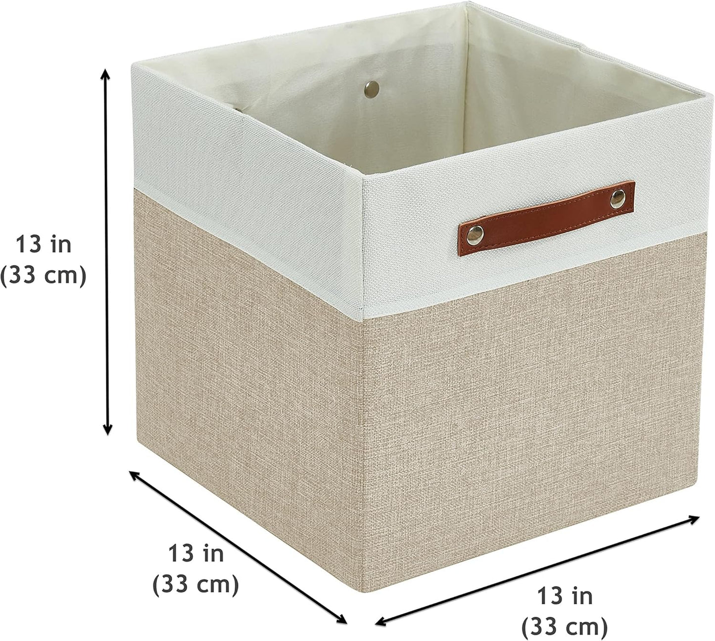 DECOMOMO Fabric Cube Storage Bin - Storage Baskets for Shelves, Kallax (Grey & White, 13 inch Cube) - 4 Pack