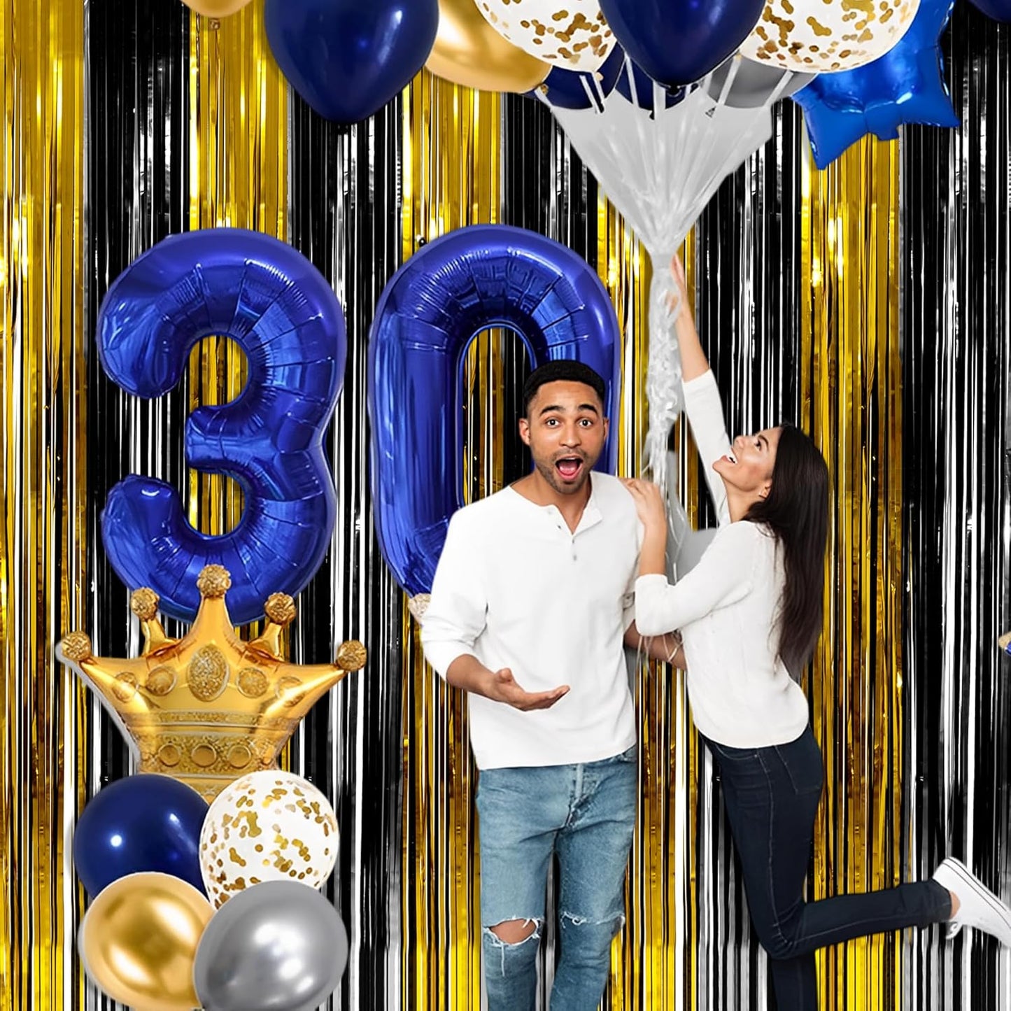 GREATRIL Iridescent Party Tinsel Fringe Backdrop Decorations - Holographic Foil Streamers Curtain for Mermaid/Under The Sea/Frozen/Ocean/Disco/Birthday Themed 3.2ft x 6.5ft - 2 PCS