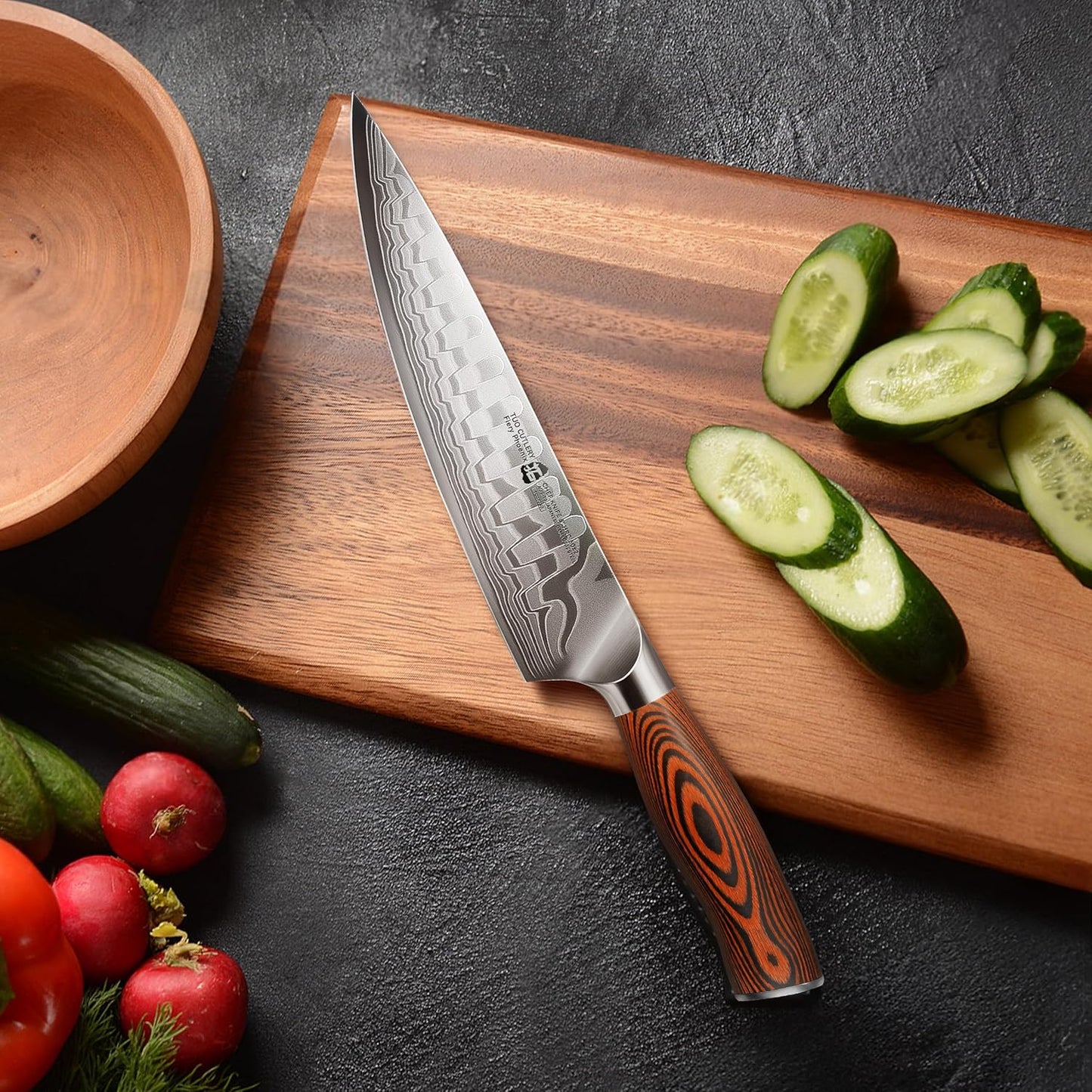 TUO Boning Knife - Razor Sharp Fillet Knife - High Carbon German Stainless Steel Kitchen Cutlery - Pakkawood Handle - Luxurious Gift Box Included - 7 inch - Fiery Phoenix Series