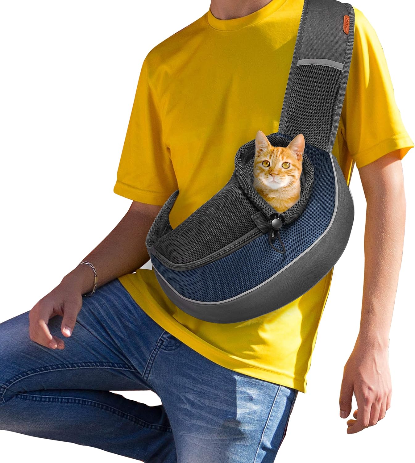 FDJASGY Pet Sling Carrier for Small Dogs Cats,Breathable Mesh Travelling Hand Free Puppy Backpack with Pouch and Adjustable Strap Carrier Grey