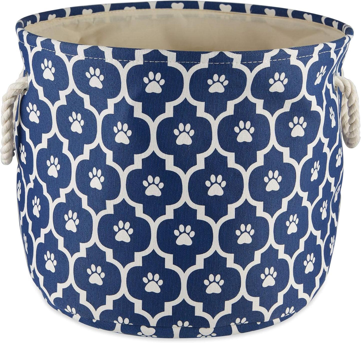 DII Bone Dry RoundSmall Pet Toy and Accessory Storage Bin, 12"(Dia) x9(H), Collapsible Organizer Storage Basket for Home Decor, Pet Toy, Blankets, Leashes and Food-Gray Stripes