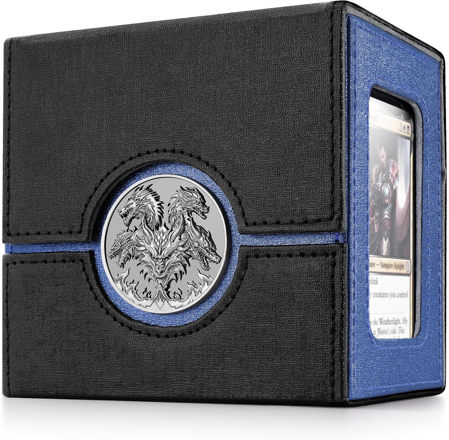 Kabinka Commander Deck Box for MTG with Metal Emblem, Card Deck Box with Dice Tray, Hold 100 Double-Sleeved Cards for TCG/PTCG, Cards Storage Case, 35PT Magnetic Card Holder (Black& Purple, Lotus)