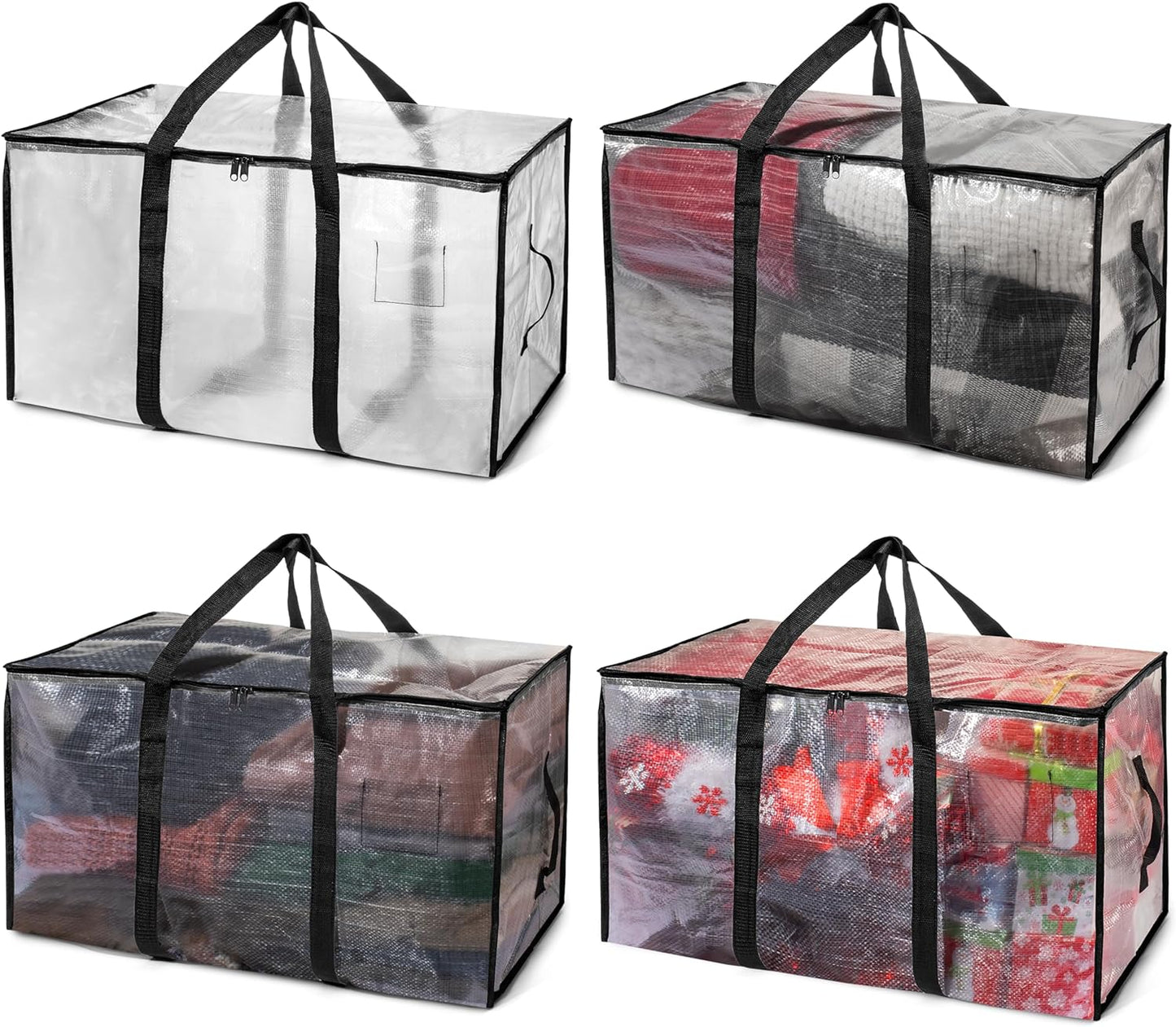 ClearSpace Oversized Moving Bags or Storage Bag – Large Moving Boxes with Backpack Straps, Zippers & Handles – Heavy-Duty Packing Bags, College Dorm, Christmas Decorations, 6 Pack