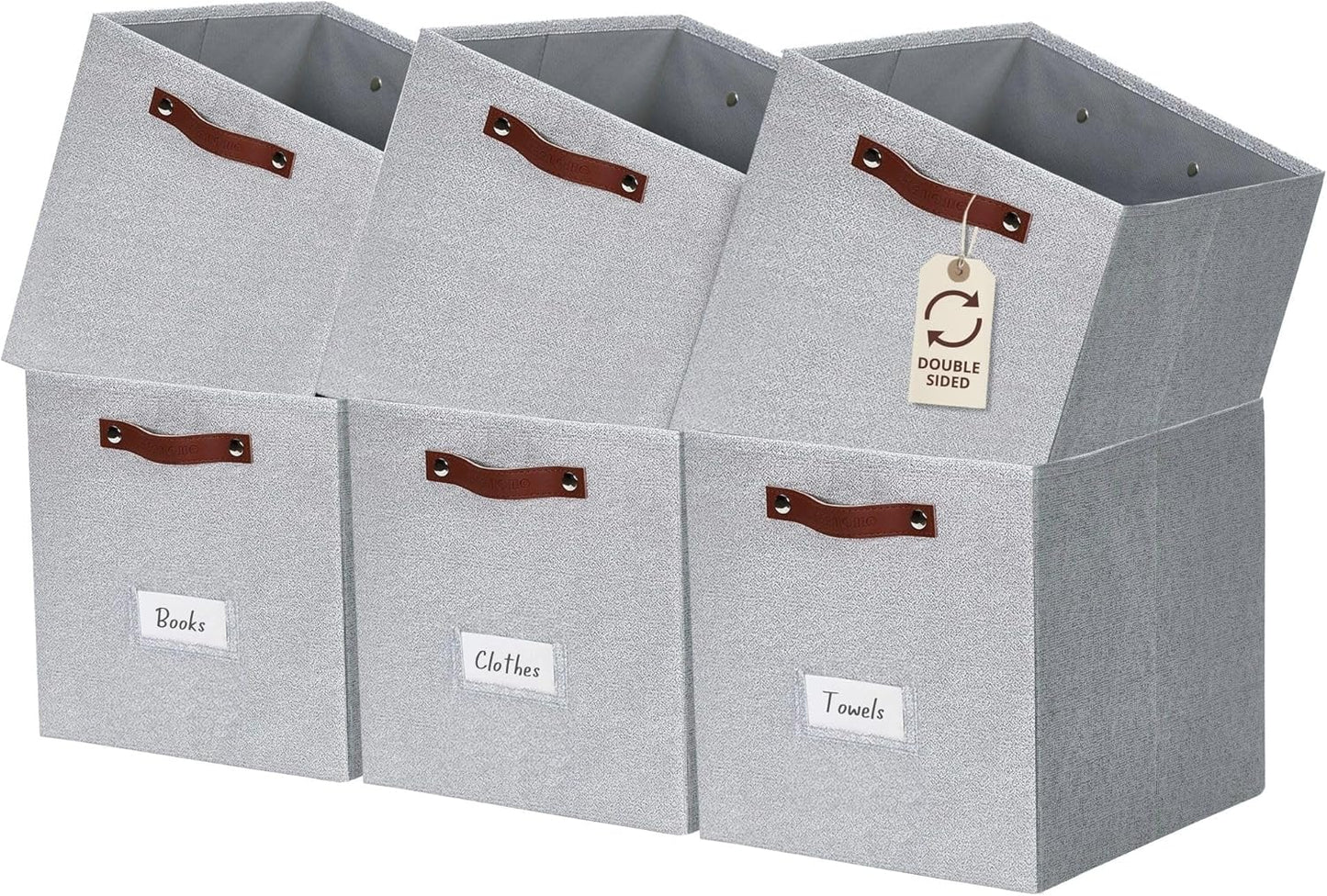 DECOMOMO Cube Storage Bin, Storage Cubes with Labels, Baskets for Shelves Kallax Linen Closet Organizers (Cube 10.5x11"/ 6pcs, Black)