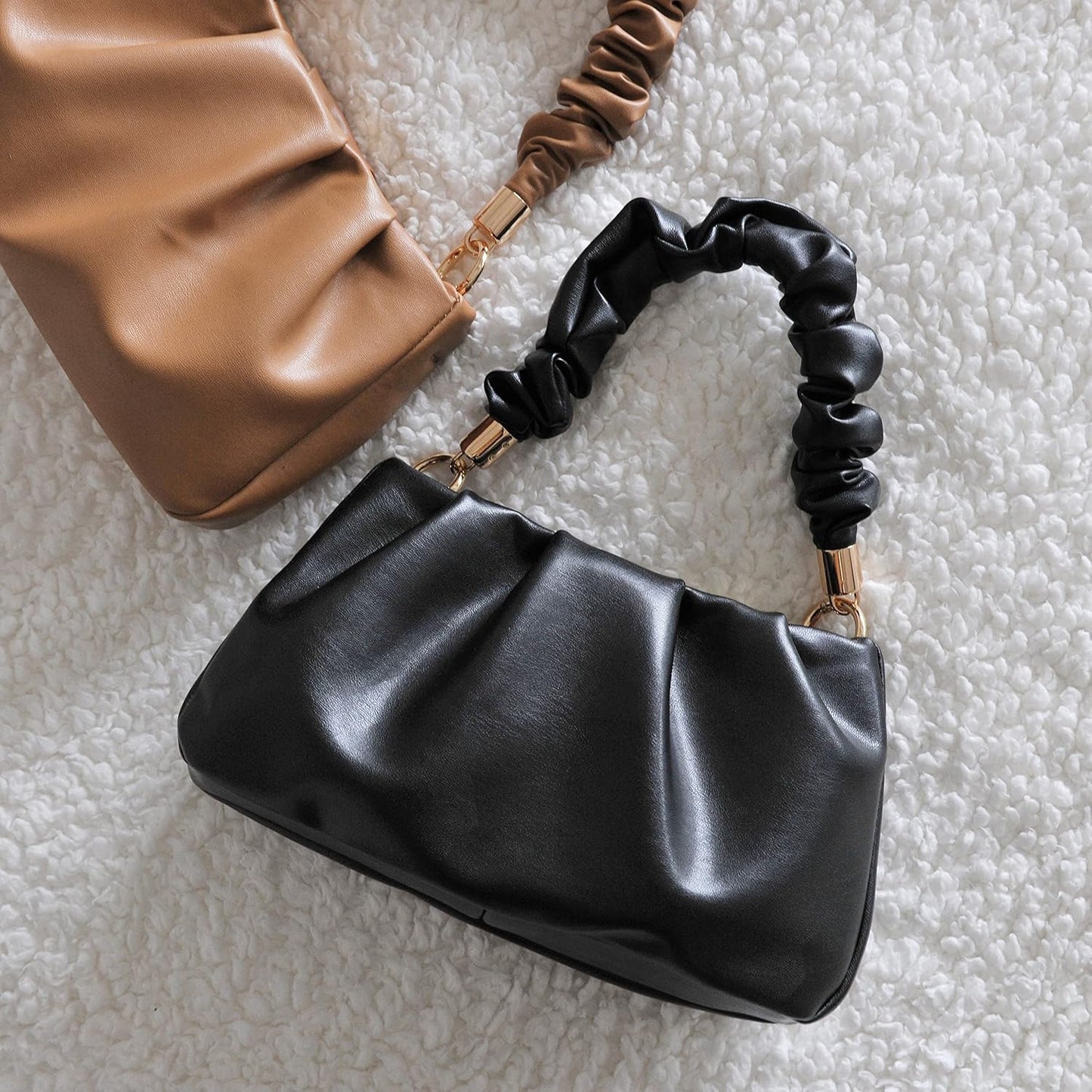 Cloud Pouch Bag Women Shoulder Handbag Soft Vegan Leather Vintage Hobo Chain Cross body Bag