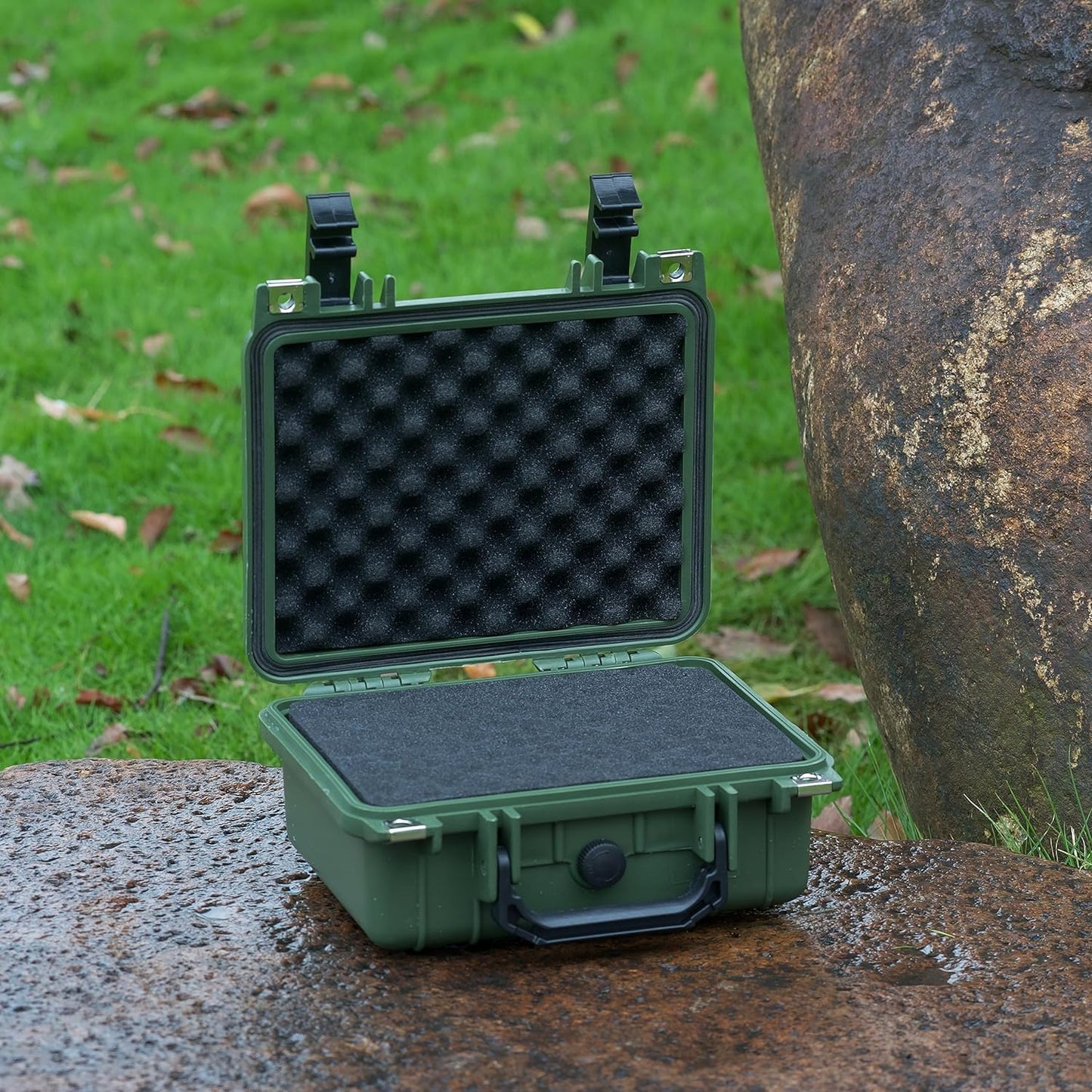 MEIJIA Portable All Weather Waterproof Protective Hard Case,Camera Case with Customizable Fit Foam,Fit Use of Drones, Camera, Equipments, 10.62inchx9.68inchx 4.87inch (Orange)