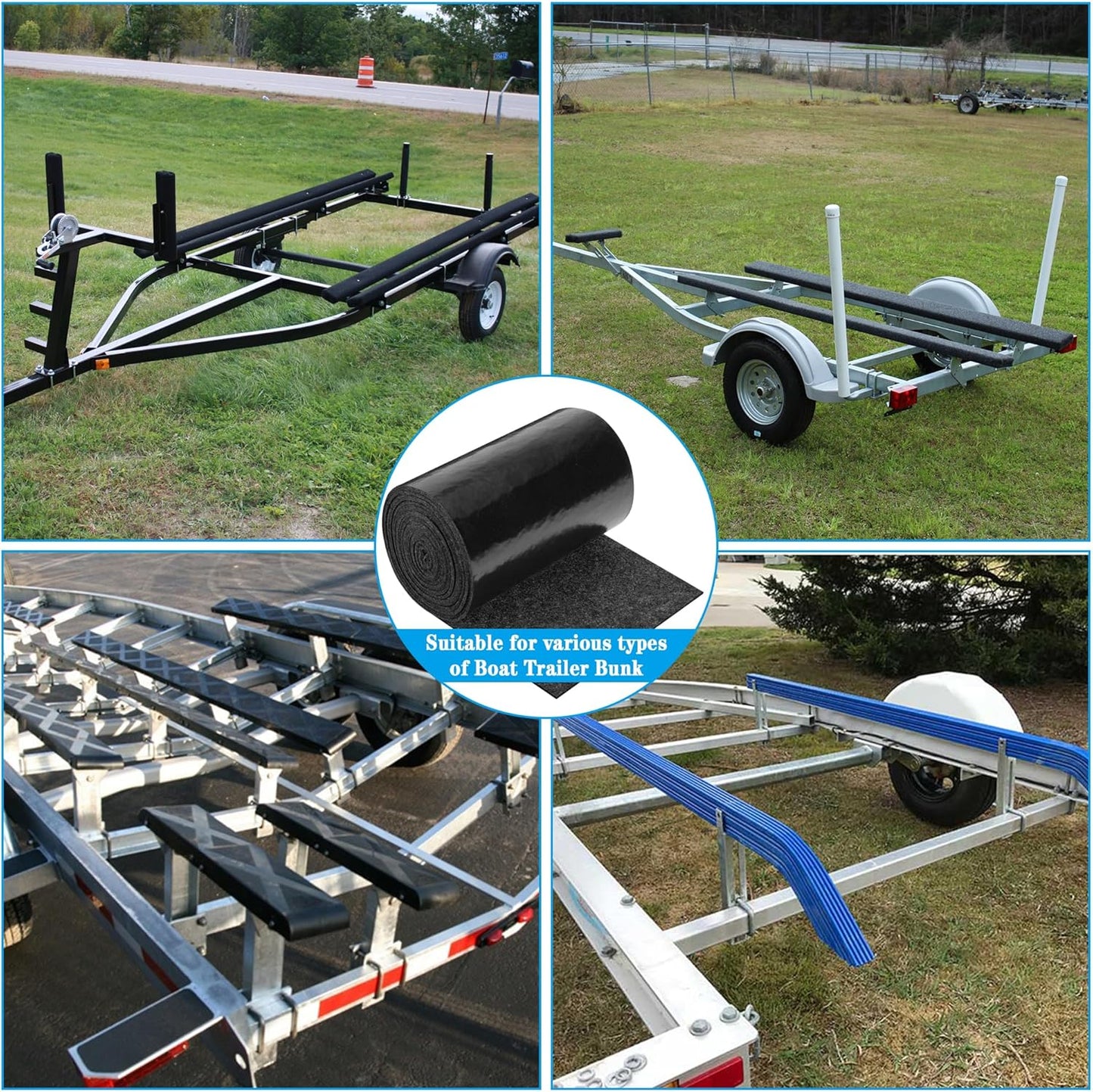 12inch x 20ft Boat Trailer Bunk Carpet - Marine Trailer Bunk Carpet - Trailer Boat Bunk Padding for Outdoor Boat Trailer Jet Ski Ramp Garage Dock